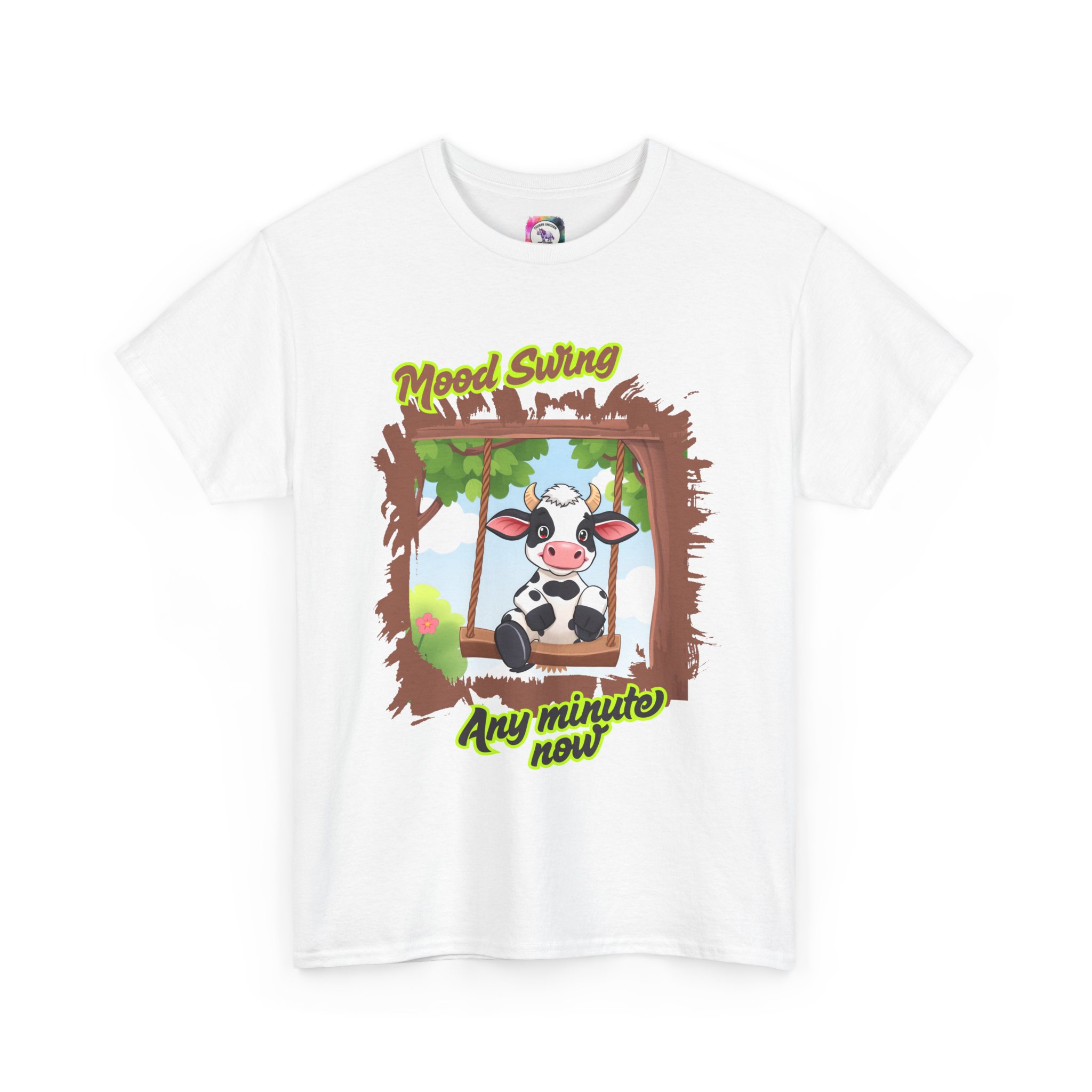 Funny Cow Tee, Unisex Heavy Cotton Tee, Animal Lover Shirt, Casual Gift, Farm-Themed T-Shirt, Quirky Humor Tee, Swinging Cow Design - Image 2