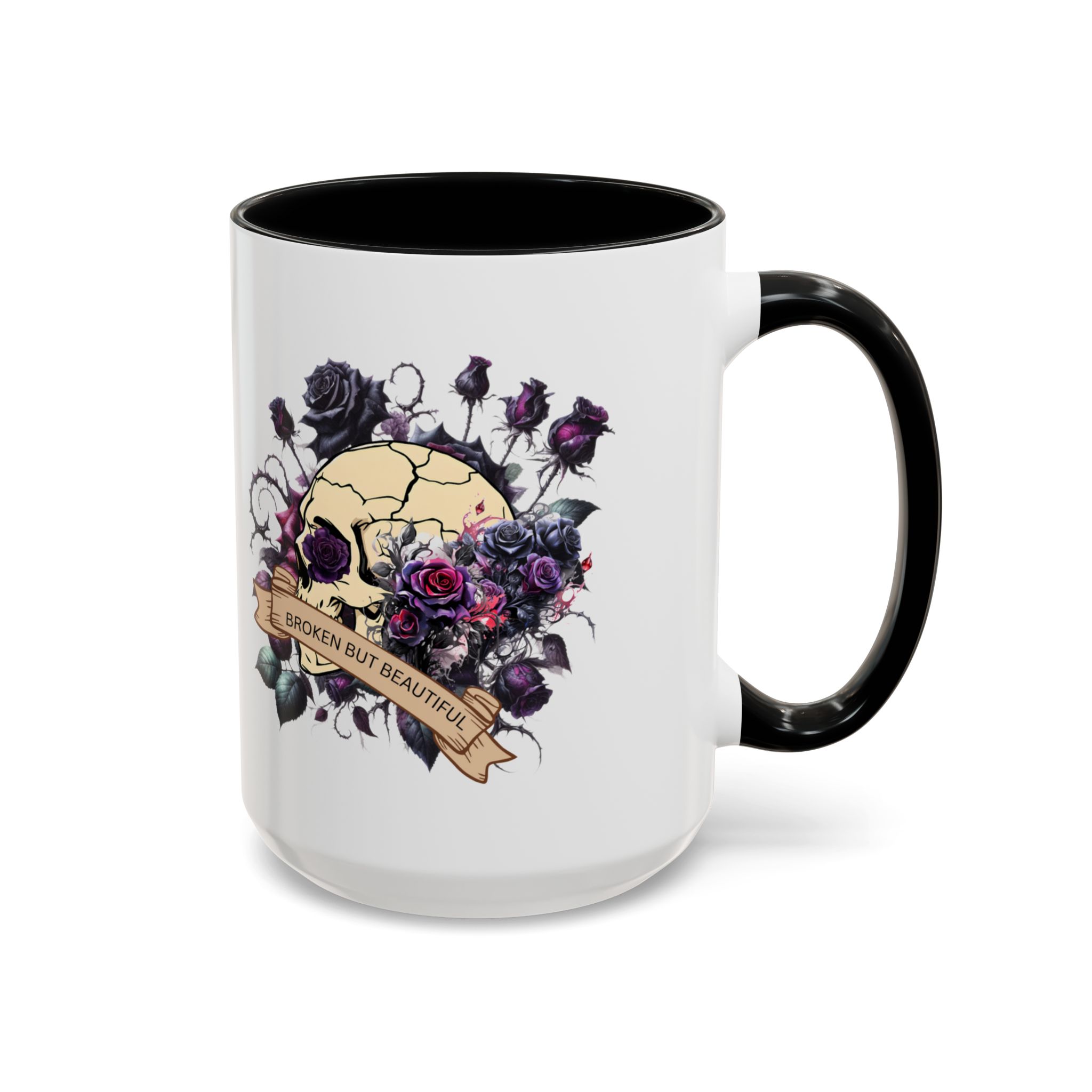 Broken But Beautiful Floral Coffee Mug - Gothic Gift for Tea Lovers, Unique Home Decor, Floral Skull Design, Ceramic Tea Cup, Gothic Mug - Image 18