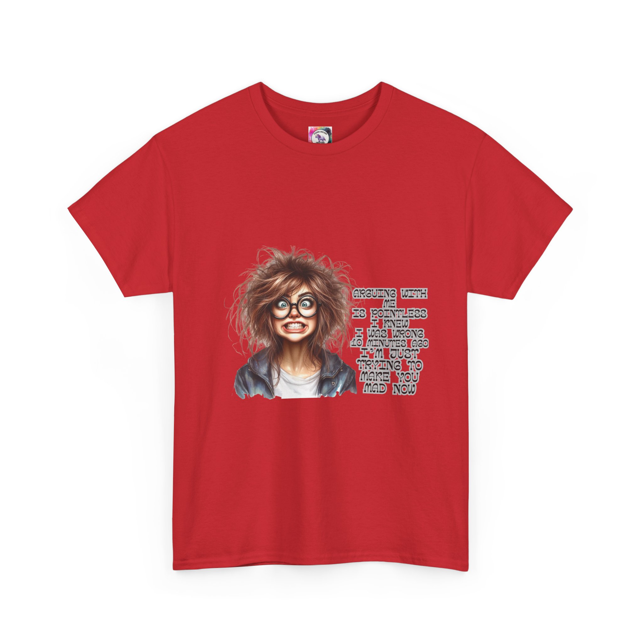 Crazy Hair Woman T‑Shirt — Funny Geeky Portrait with 'Funny' Quote - Image 43