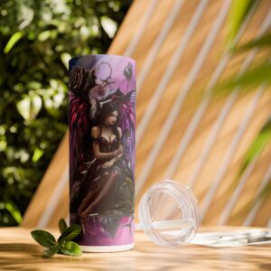 Gothic Fairy Skinny Tumbler with Straw, 20oz - Dark Fantasy Drinkware, Perfect for Halloween, Gothic Decor, Unique Gifts, Stylish Hydration