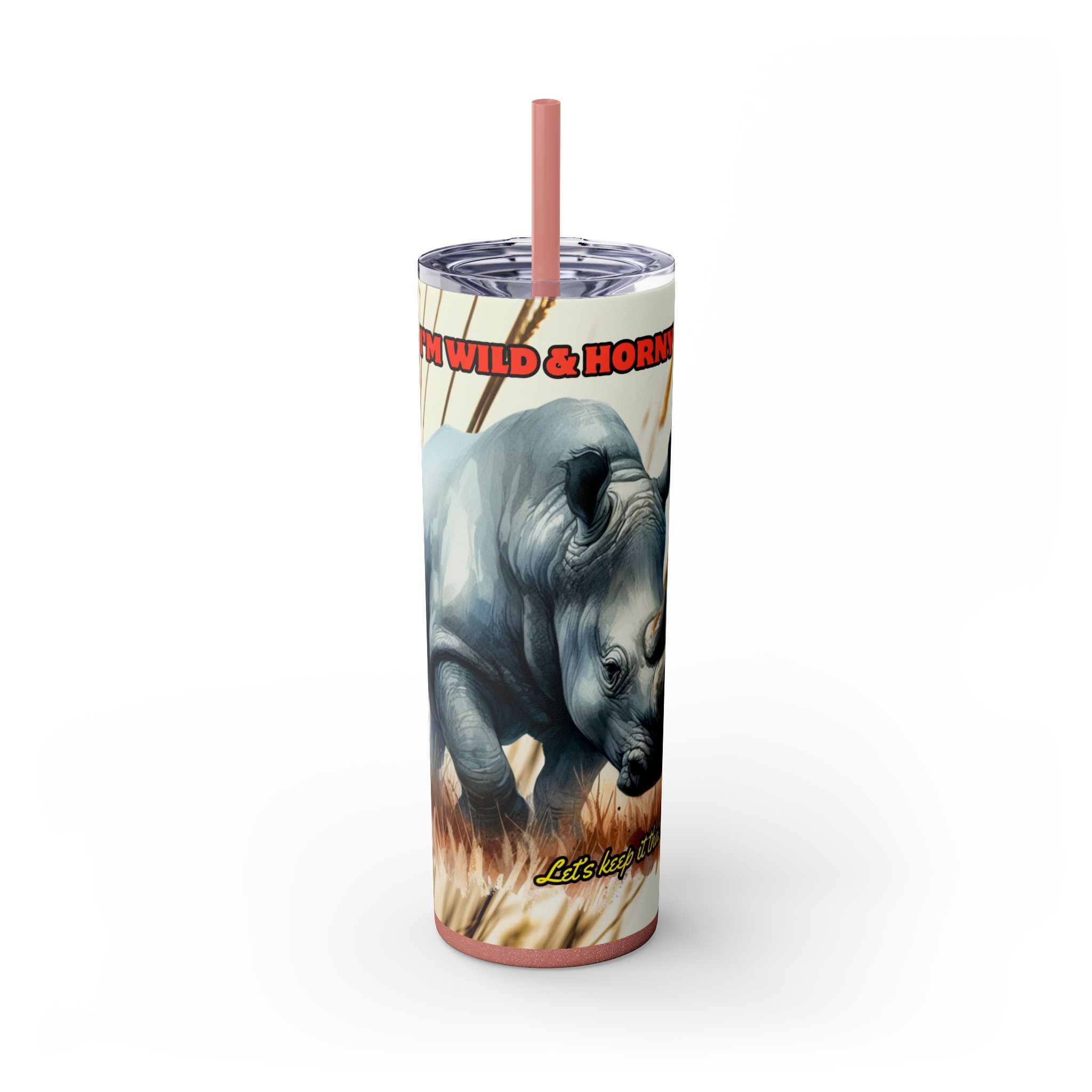 Wild & Free Rhino Tumbler, 20oz Skinny Travel Cup, Nature Lover Gift, Outdoor Adventure Drinkware, Cute Animal Cup, Wildlife Enthusiast Mug - Image 8