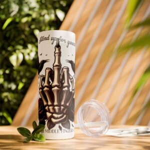 Gothic Skinny Tumbler, Stand Up for Yourself, 20oz, Unique Gift for Halloween, Edgy Coffee Cup, Reusable Straw Mug