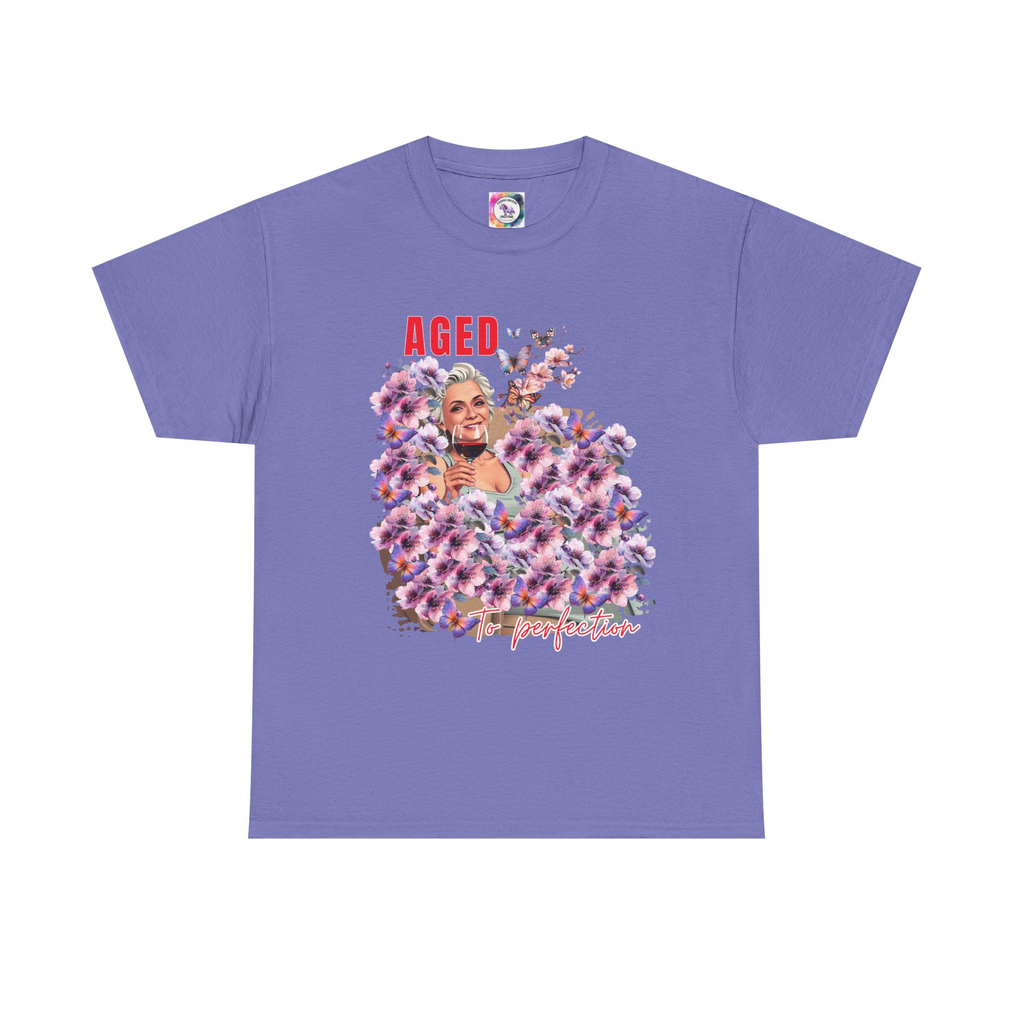 Aged to Perfection Unisex Heavy Cotton Tee, Birthday Gift, Casual Wear, Celebration Shirt, Floral Graphic Tee - Image 46