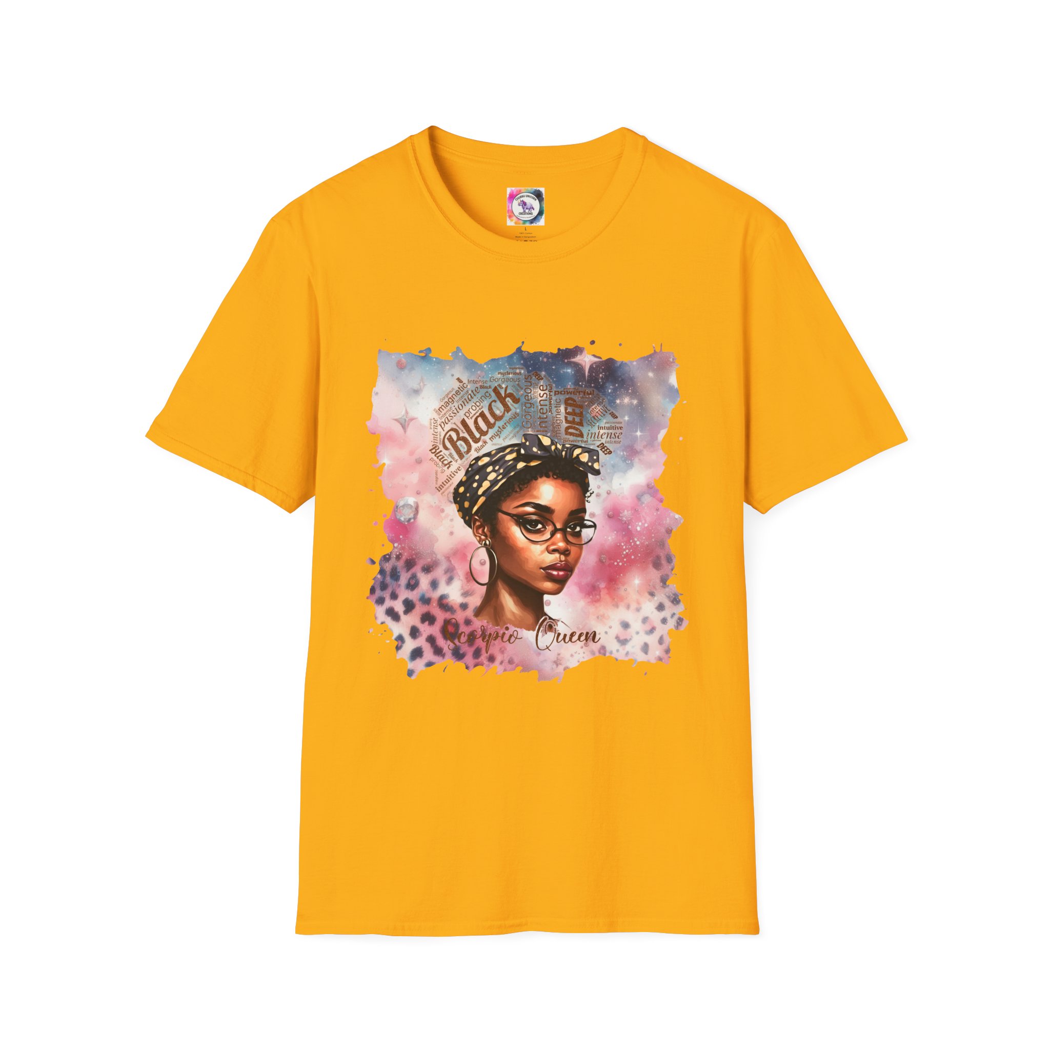 T-Shirt — 'Black Scorpio Queen' Afrocentric Watercolor Portrait Tee - Image 31