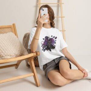 Gothic Angel Floral Tee, Unisex Heavy Cotton Shirt, Aesthetic Graphic Tee, Casual Everyday Wear, Gift for Art Lovers