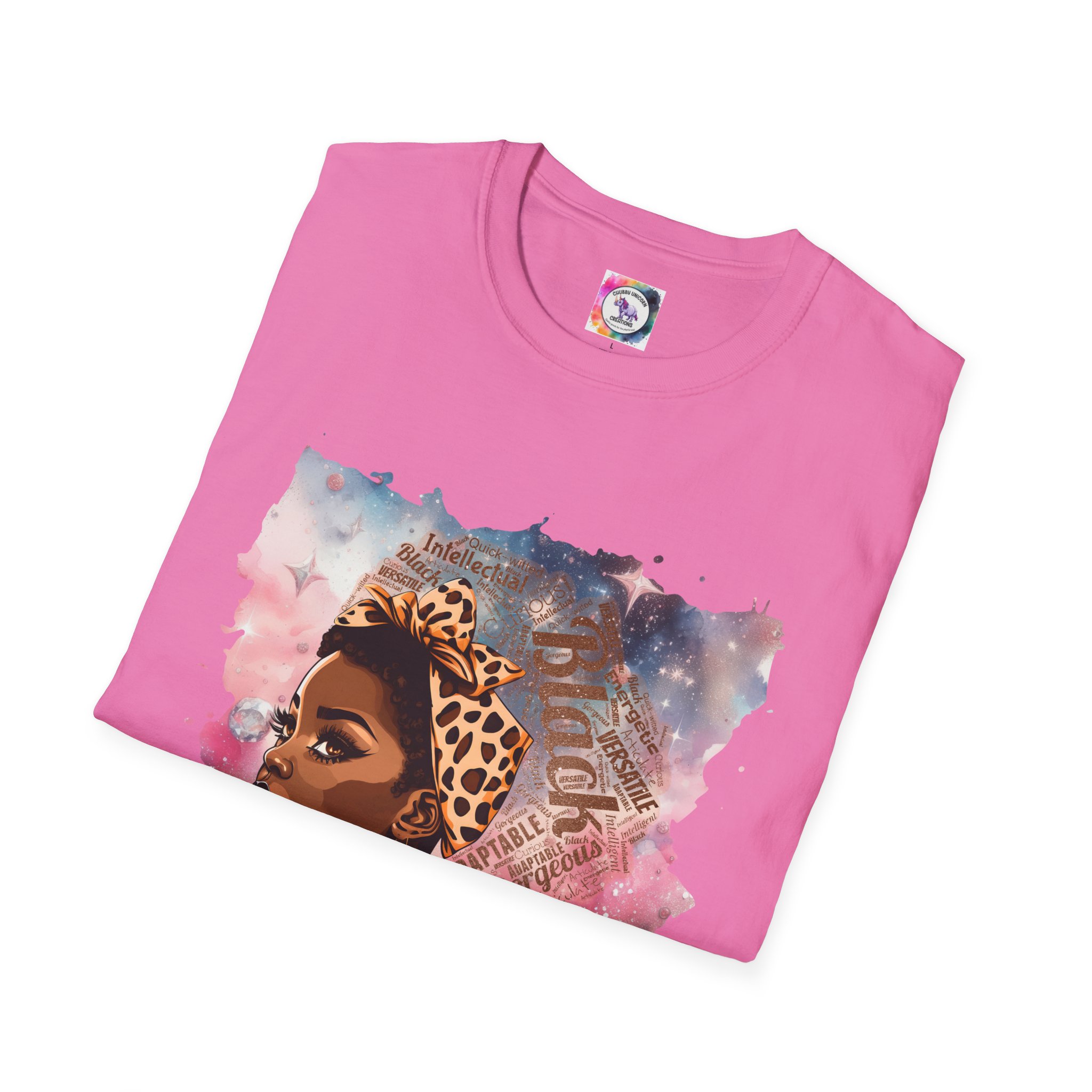 Gemini Queen Afro Chic T-Shirt — Black Queen Graphic Tee with Leopard Headwrap - Image 5