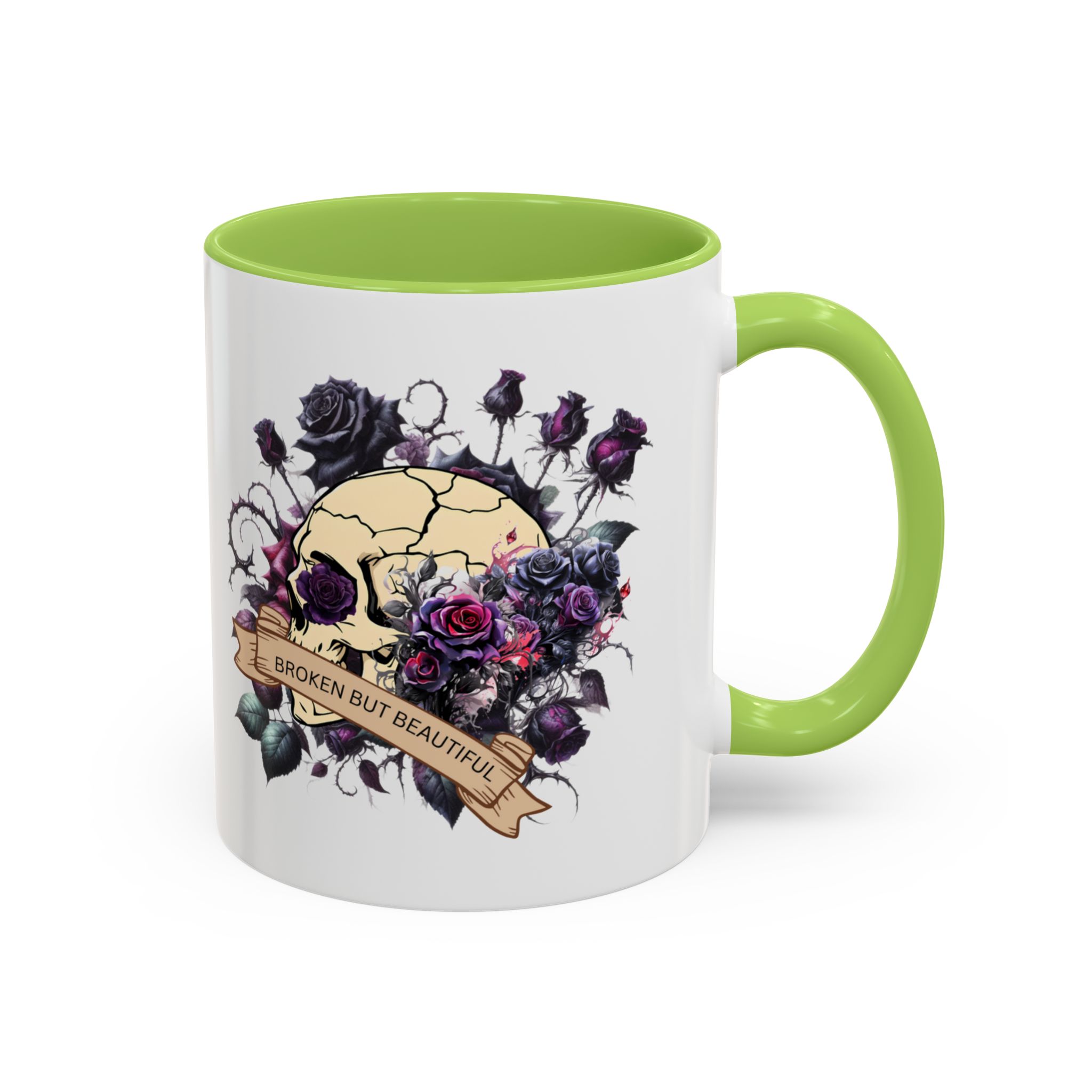 Broken But Beautiful Floral Coffee Mug - Gothic Gift for Tea Lovers, Unique Home Decor, Floral Skull Design, Ceramic Tea Cup, Gothic Mug - Image 50