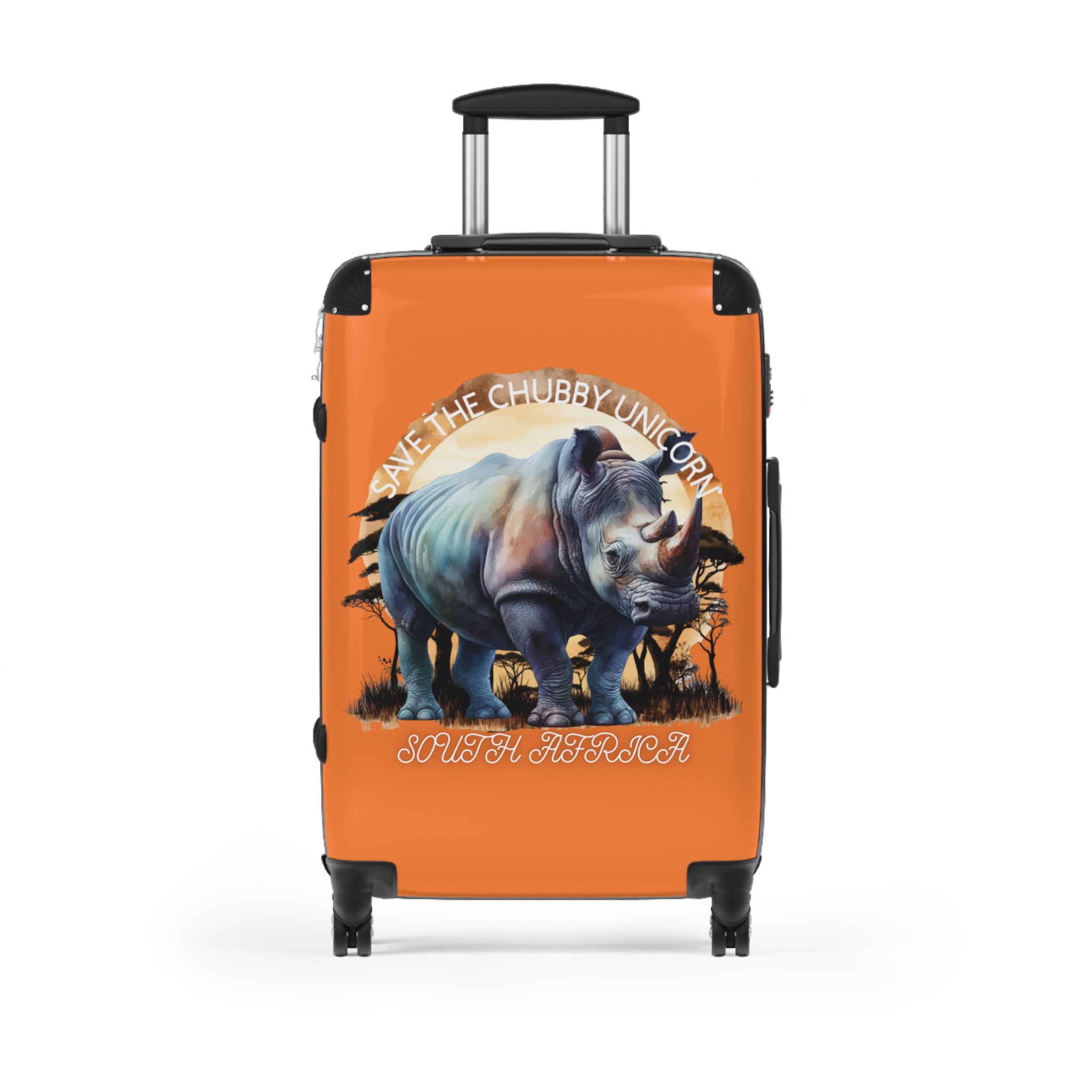 Rhino Art Suitcase, Travel Luggage for Animal Lovers, Cute Carry-On for Kids & Adults, Save the Chubby Unicorn, Eco-Friendly Travel Gear - Image 5