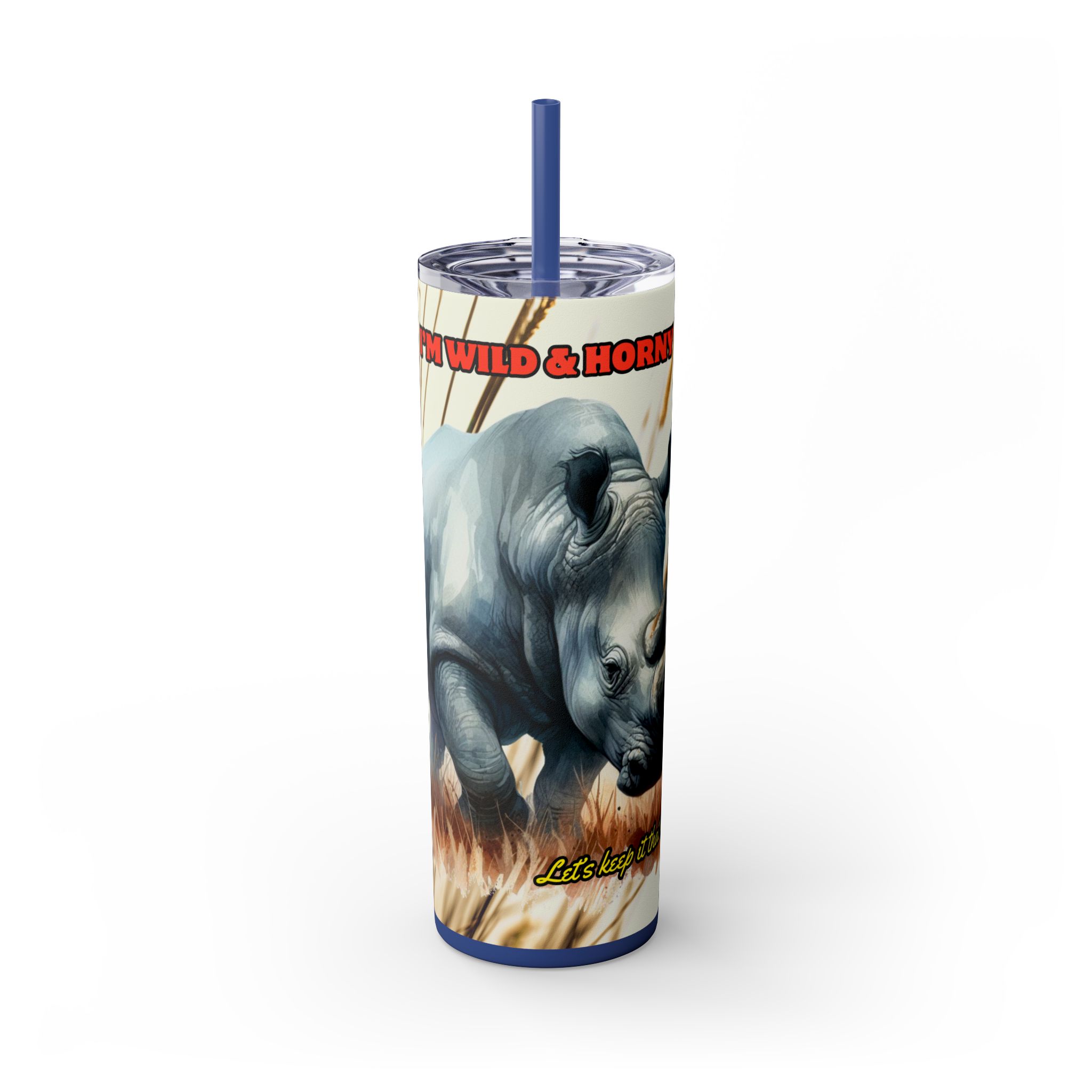 Wild & Free Rhino Tumbler, 20oz Skinny Travel Cup, Nature Lover Gift, Outdoor Adventure Drinkware, Cute Animal Cup, Wildlife Enthusiast Mug - Image 17