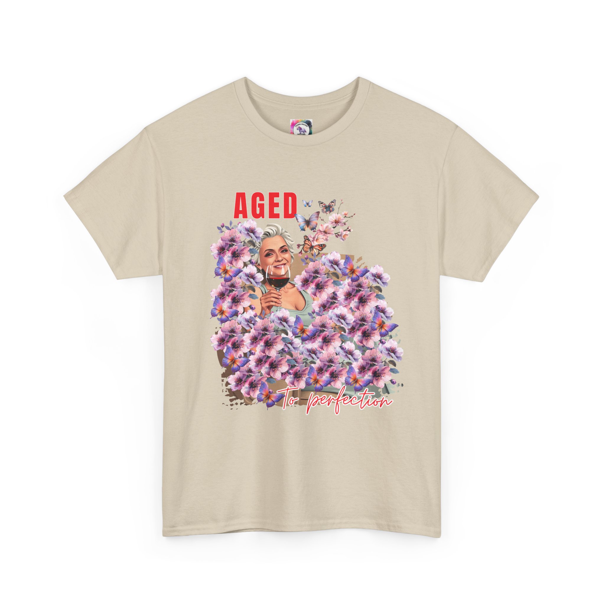 Aged to Perfection Unisex Heavy Cotton Tee, Birthday Gift, Casual Wear, Celebration Shirt, Floral Graphic Tee - Image 4