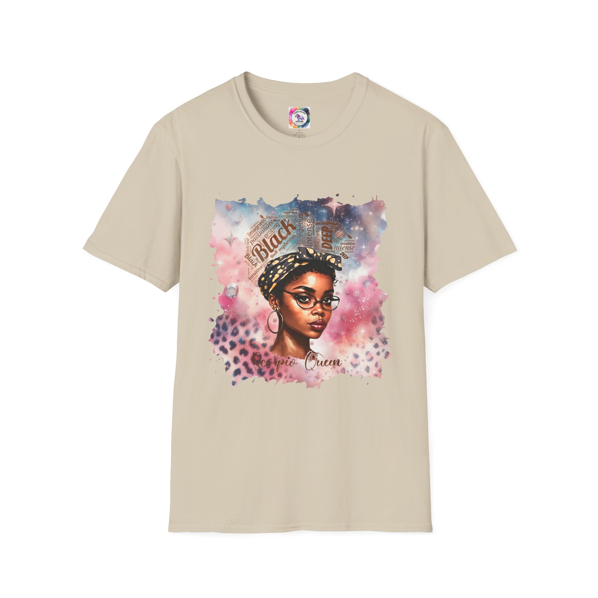 T-Shirt — 'Black Scorpio Queen' Afrocentric Watercolor Portrait Tee - Image 21