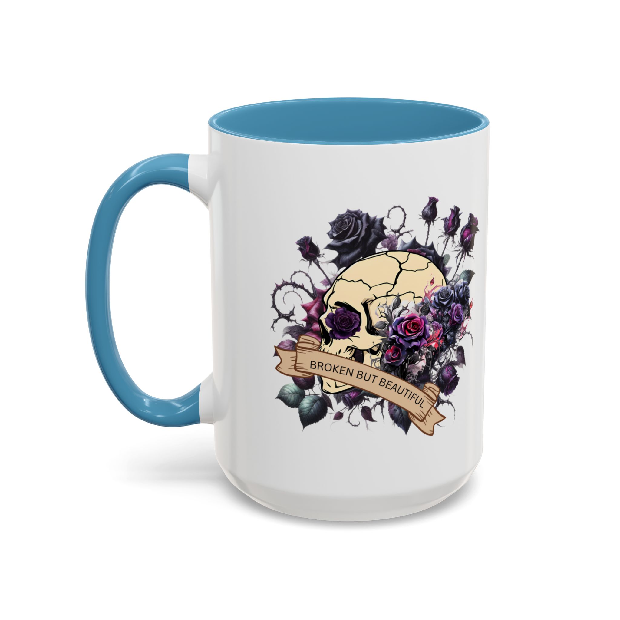 Broken But Beautiful Floral Coffee Mug - Gothic Gift for Tea Lovers, Unique Home Decor, Floral Skull Design, Ceramic Tea Cup, Gothic Mug - Image 39