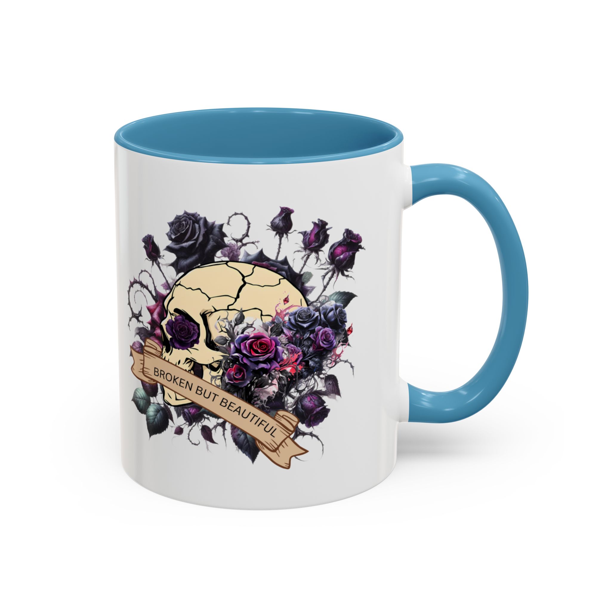 Broken But Beautiful Floral Coffee Mug - Gothic Gift for Tea Lovers, Unique Home Decor, Floral Skull Design, Ceramic Tea Cup, Gothic Mug - Image 34