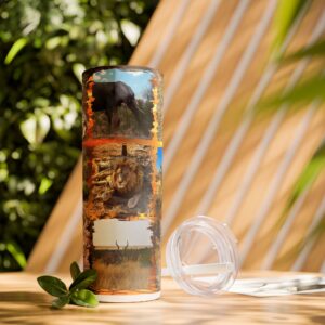 20oz Skinny Tumbler — Safari Wildlife Photo Collage with Straw
