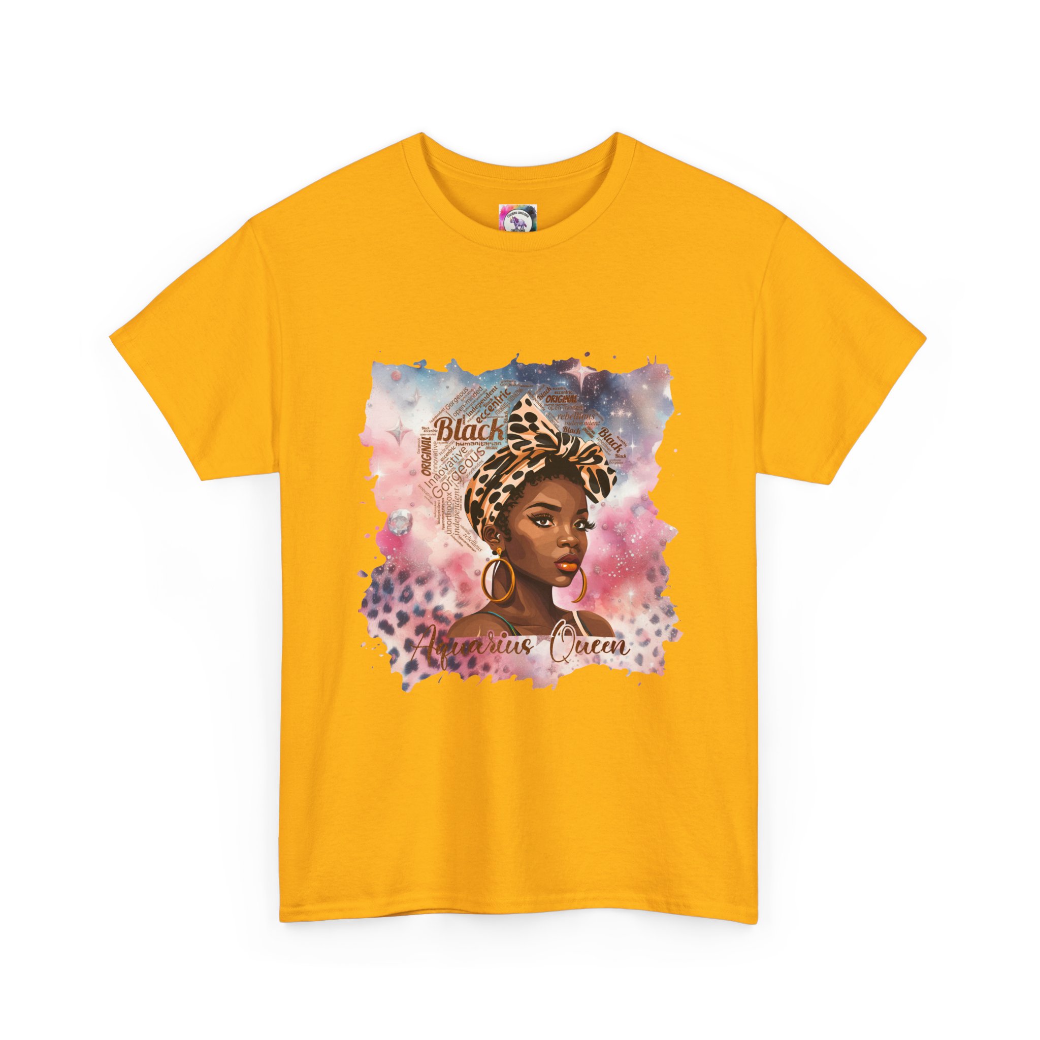 Black Aquarius Queen Tee — Watercolor Portrait T‑Shirt Celebrating Black Beauty - Image 24