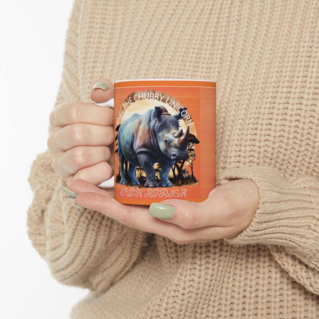 Save the Rhino Ceramic Mug, Animal Lover Gift, Eco-Friendly Coffee Cup, Wildlife Conservation, Unique Kitchen Decor