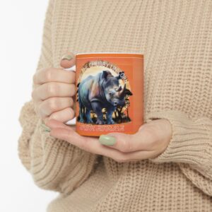 Save the Rhino Ceramic Mug, Animal Lover Gift, Eco-Friendly Coffee Cup, Wildlife Conservation, Unique Kitchen Decor