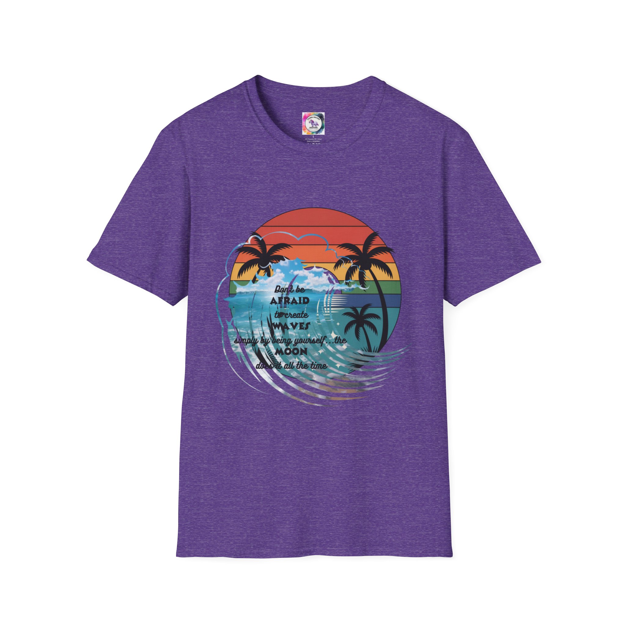T-Shirt — Retro Sunset Palm Beach Tee with "Don't Be Afraid" Beach Quote - Image 39