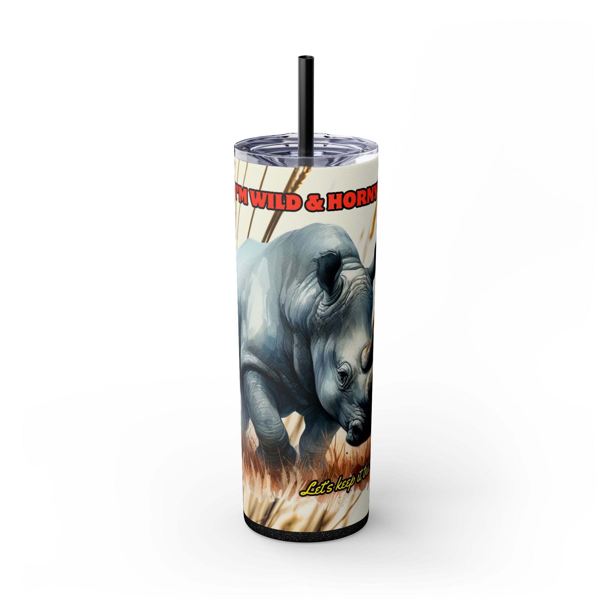 Wild & Free Rhino Tumbler, 20oz Skinny Travel Cup, Nature Lover Gift, Outdoor Adventure Drinkware, Cute Animal Cup, Wildlife Enthusiast Mug - Image 9