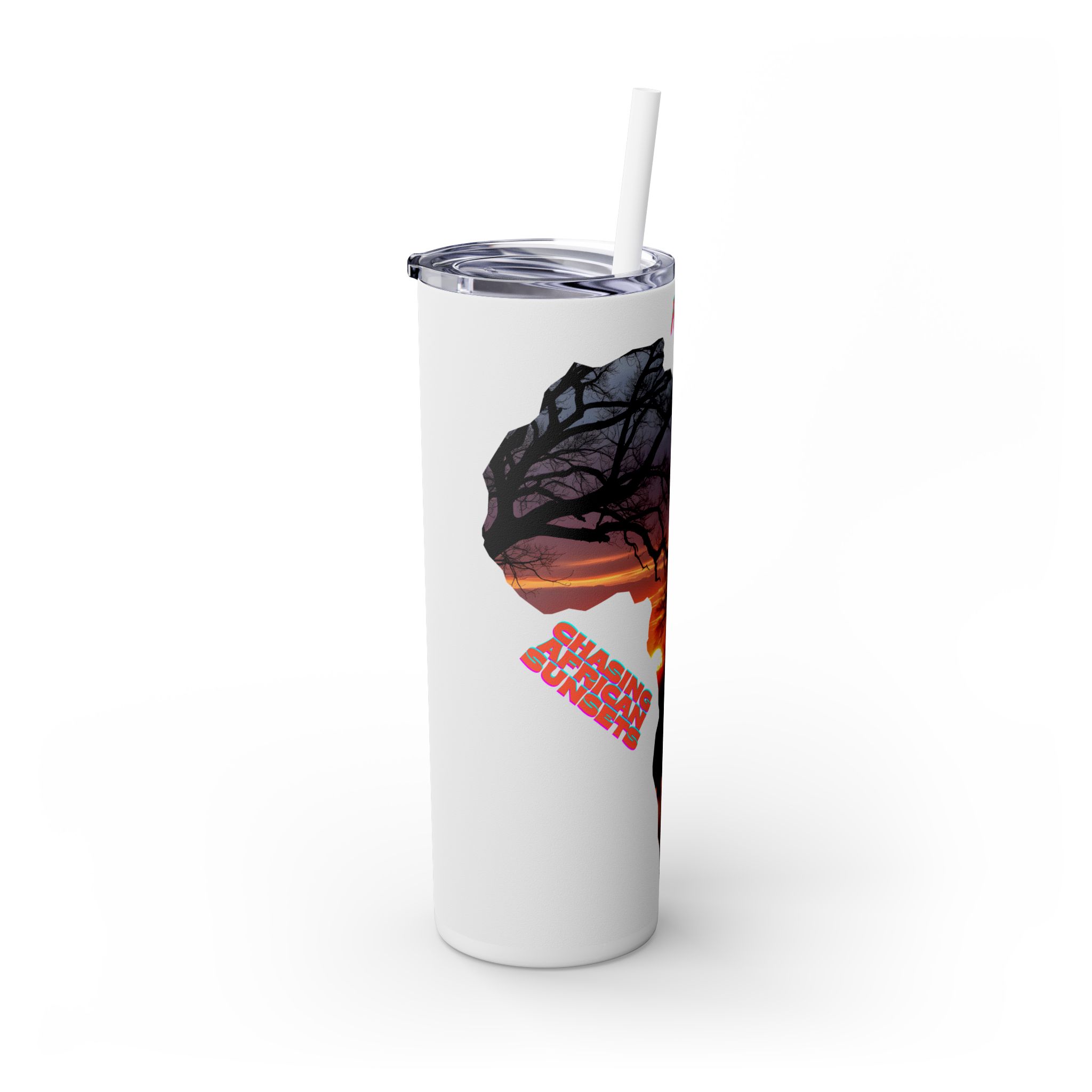 African Sunset Skinny Tumbler with Straw, 20oz | Travel Mug, Yeti Cup, Eco-Friendly Drinkware, Gift for Nature Lovers, Black History Month - Image 3