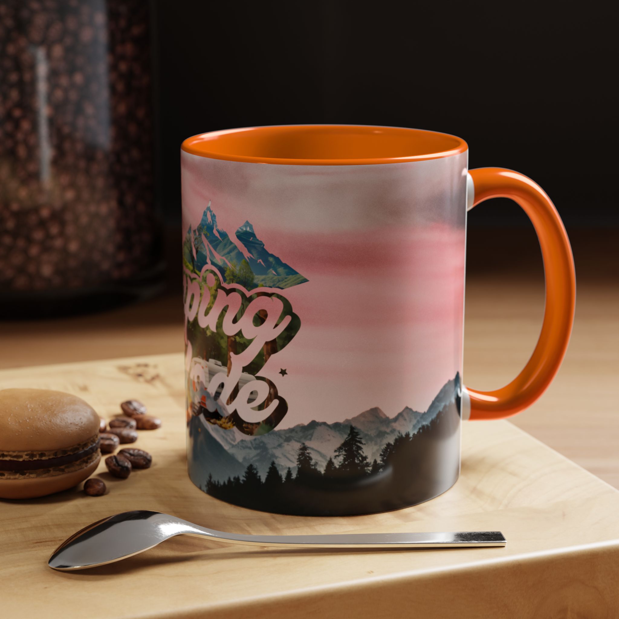 Camping Mode Coffee Mug — Pink Mountain Scenic Accent Mug (11/15oz) - Image 55