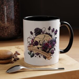Broken But Beautiful Floral Coffee Mug - Gothic Gift for Tea Lovers, Unique Home Decor, Floral Skull Design, Ceramic Tea Cup, Gothic Mug