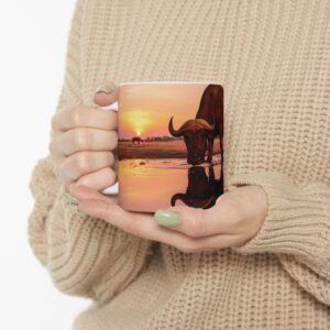 Sunset Buffalo Ceramic Mug — Wildlife Coffee Cup (11oz & 15oz)