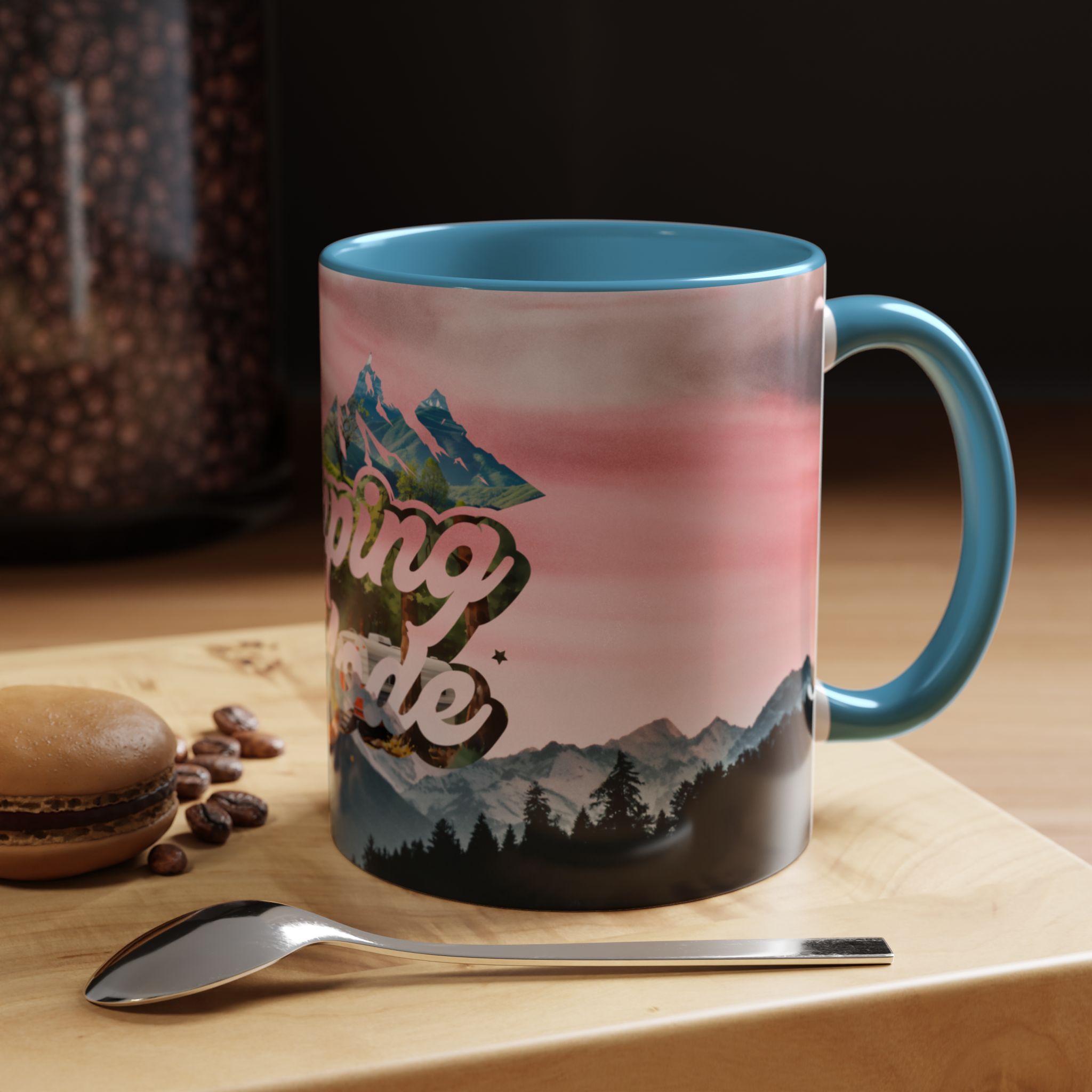 Camping Mode Coffee Mug — Pink Mountain Scenic Accent Mug (11/15oz) - Image 45