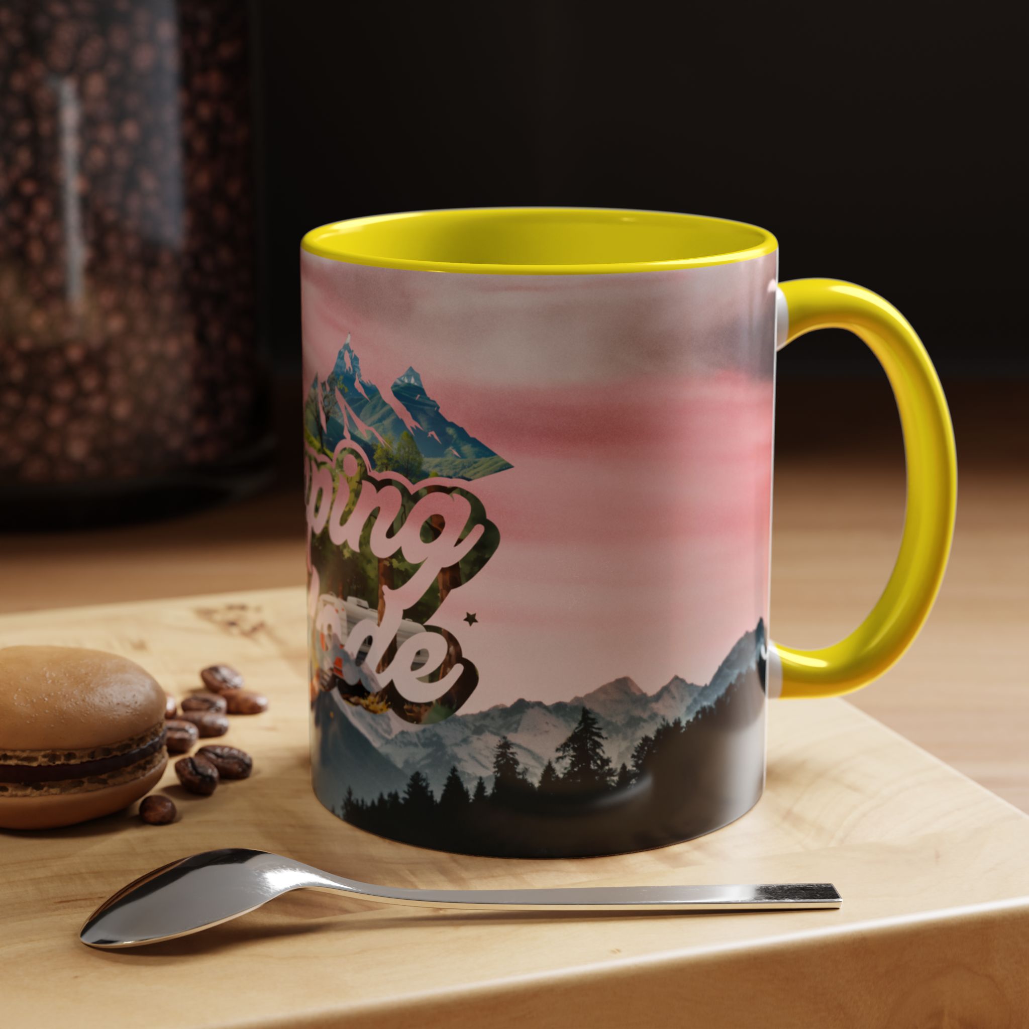 Camping Mode Coffee Mug — Pink Mountain Scenic Accent Mug (11/15oz) - Image 60