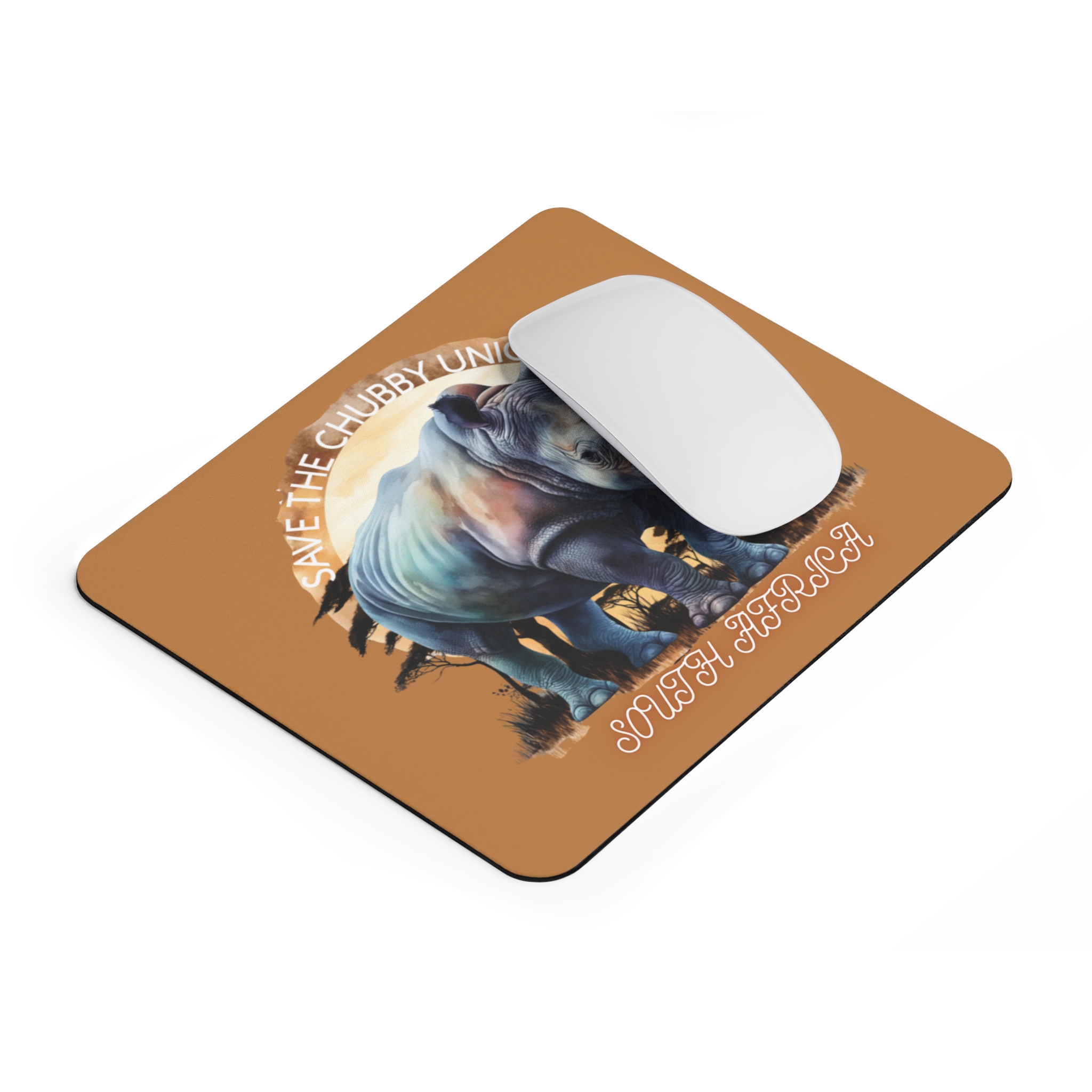 Chubby Unicorn Mouse Pad, Cute Rhino Desk Accessory, Wildlife Conservation Gift, Office Decor, Animal Lover Gift, South Africa - Image 4