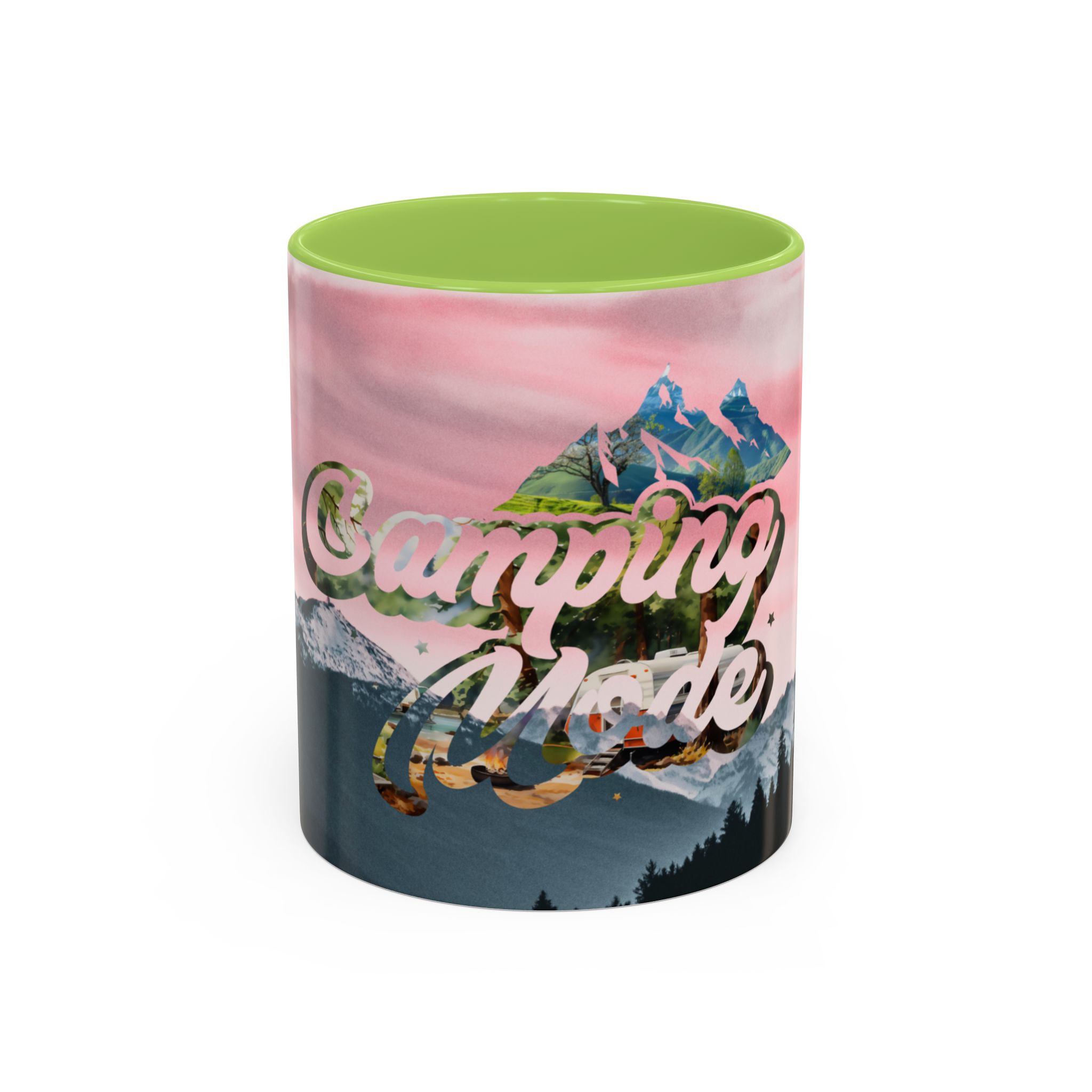 Camping Mode Coffee Mug — Pink Mountain Scenic Accent Mug (11/15oz) - Image 71