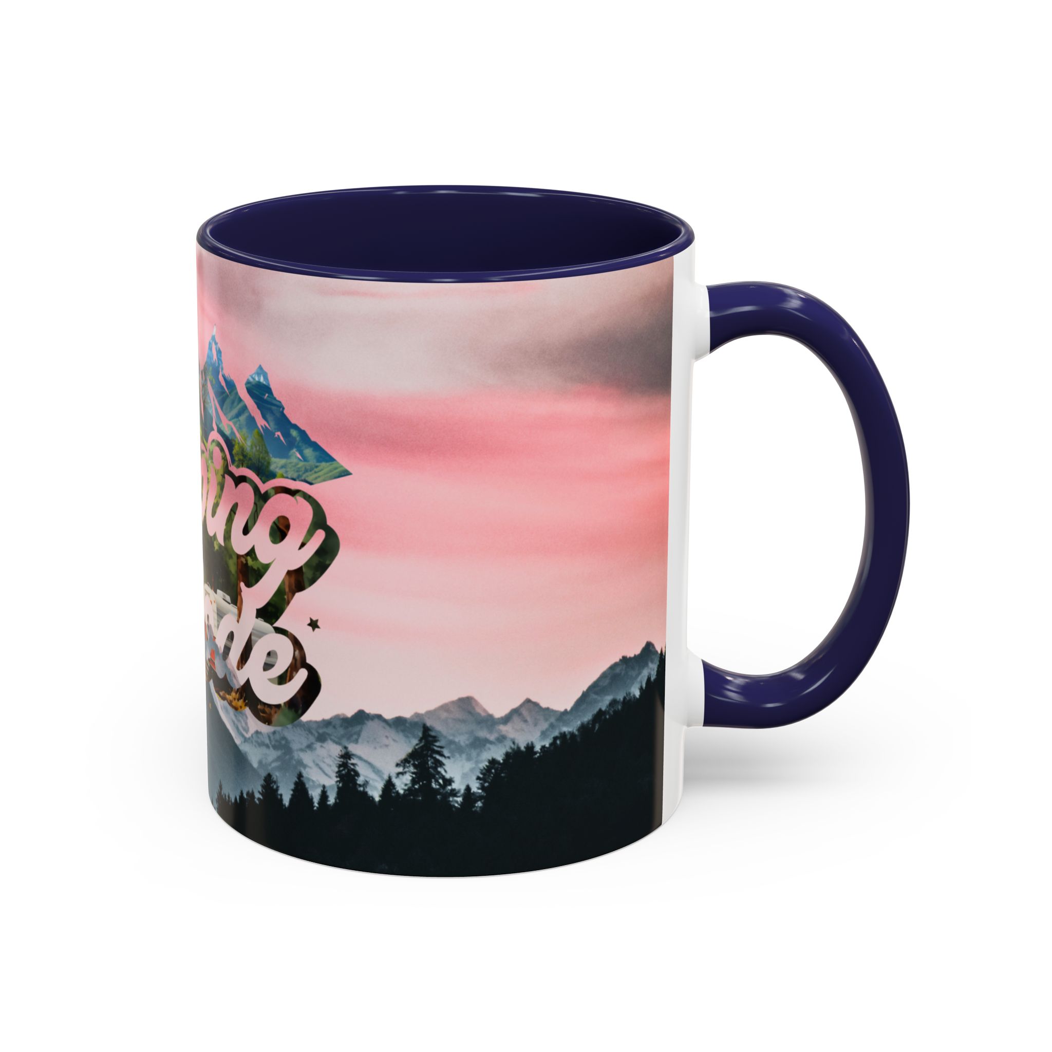 Camping Mode Coffee Mug — Pink Mountain Scenic Accent Mug (11/15oz) - Image 7