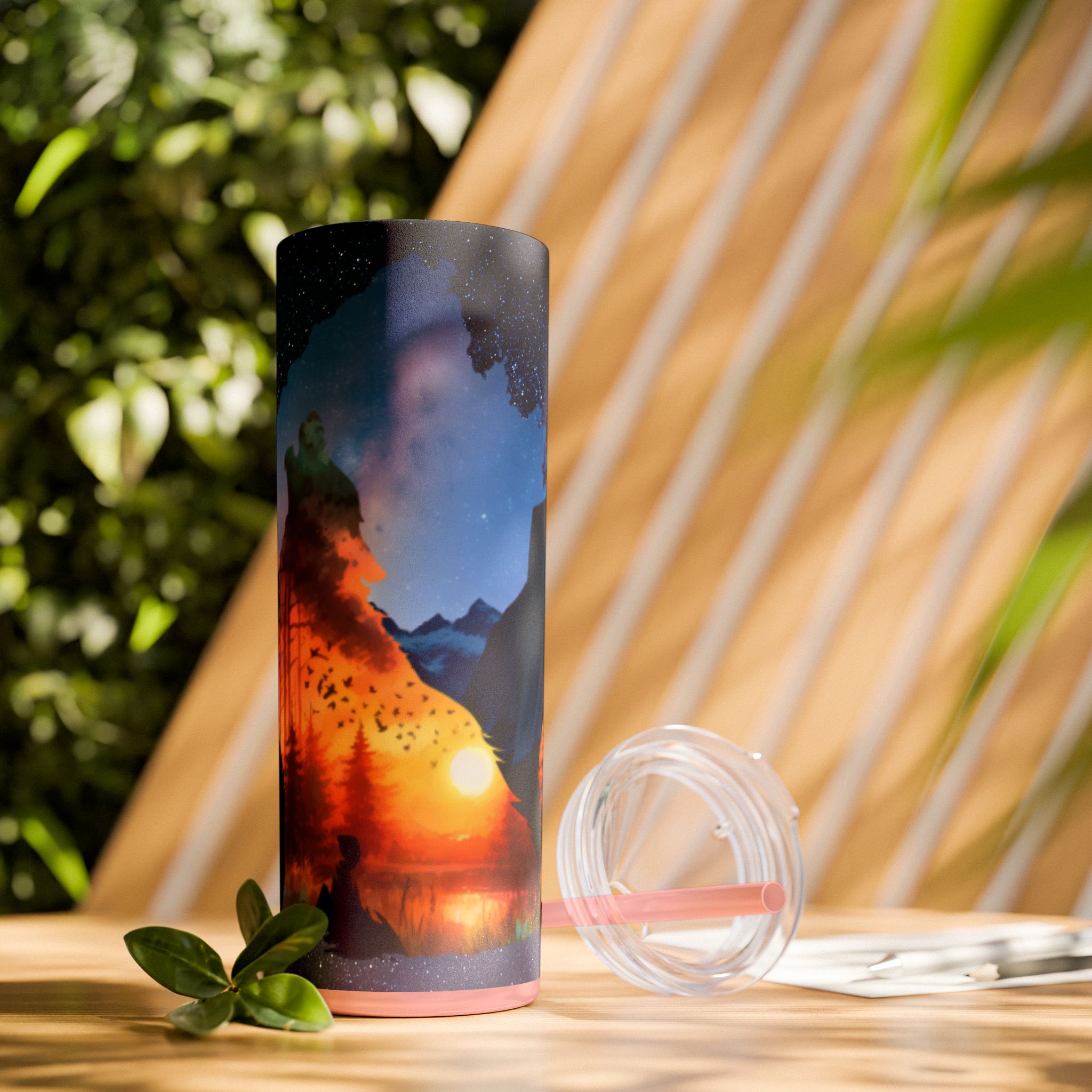 20oz Skinny Tumbler with Straw - Inspirational Travel Scene, Eco-Friendly Drinkware, Adventure Mug, Outdoor Gift, Unique Party Favor - Image 15