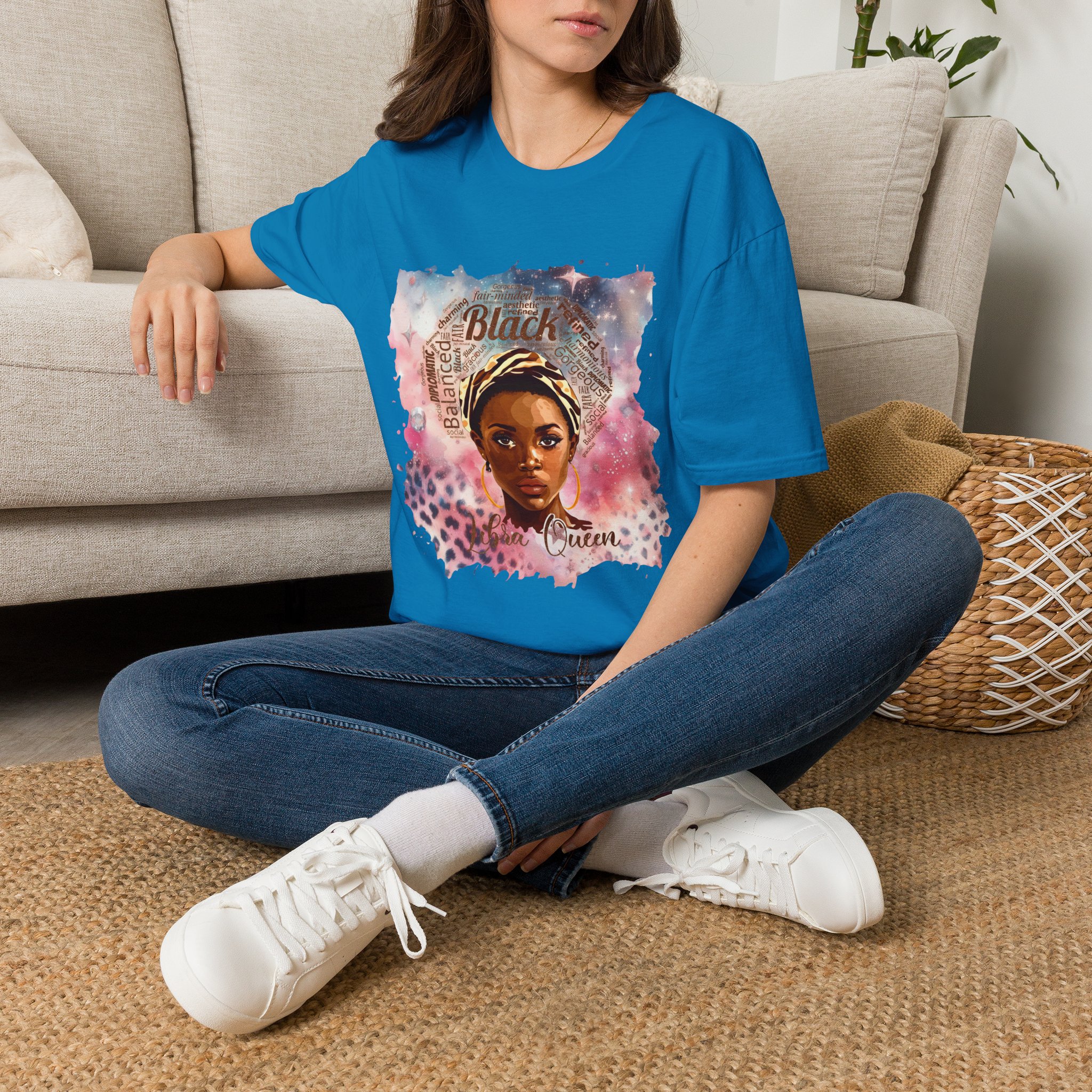 T-Shirt — Black Libra Queen Portrait Tee (Afrocentric Art, Empowerment) - Image 45