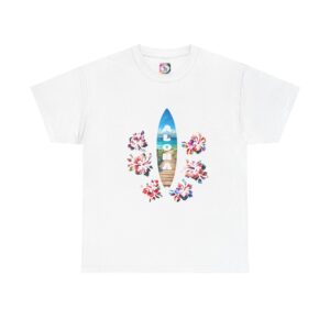 Aloha Surfboard Tee — Hawaiian Floral Beach T-Shirt