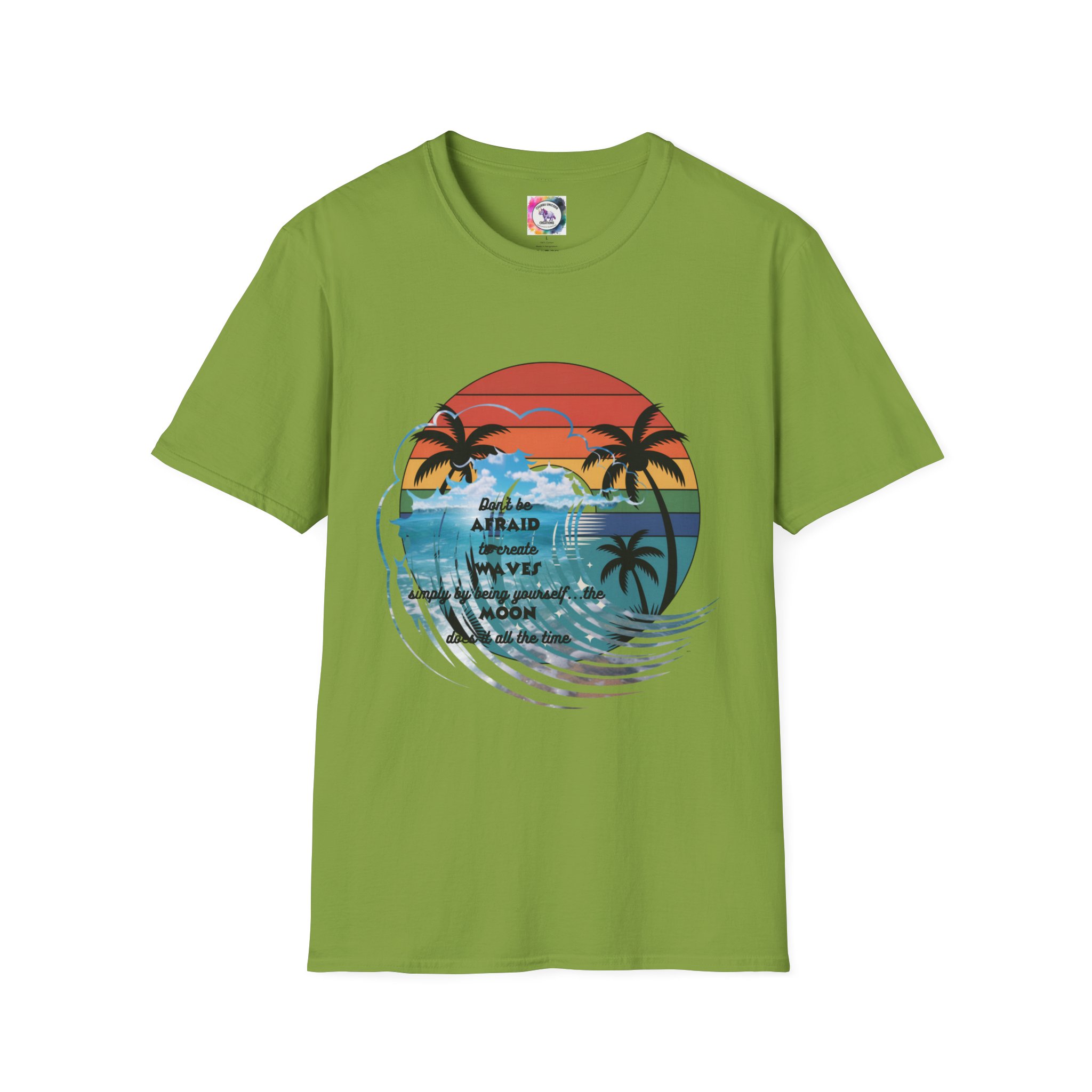 T-Shirt — Retro Sunset Palm Beach Tee with "Don't Be Afraid" Beach Quote - Image 31