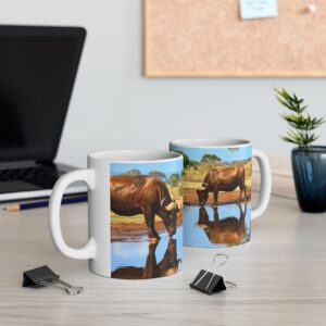Buffalo Reflection Ceramic Mug — Safari Wildlife Coffee Cup (11oz, 15oz)