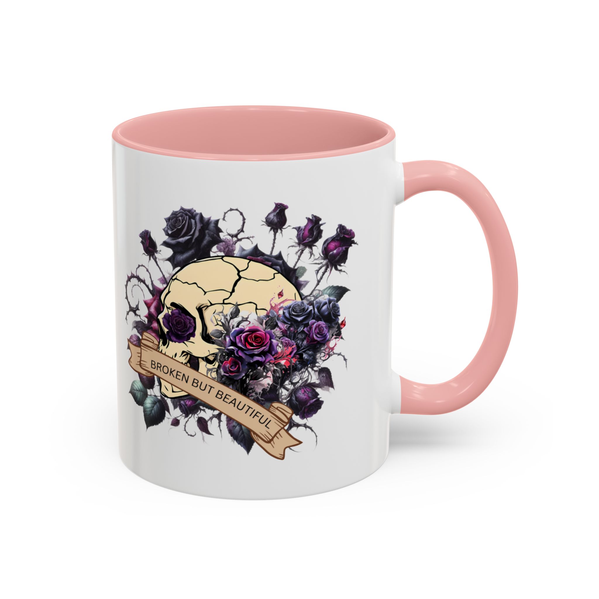 Broken But Beautiful Floral Coffee Mug - Gothic Gift for Tea Lovers, Unique Home Decor, Floral Skull Design, Ceramic Tea Cup, Gothic Mug - Image 10