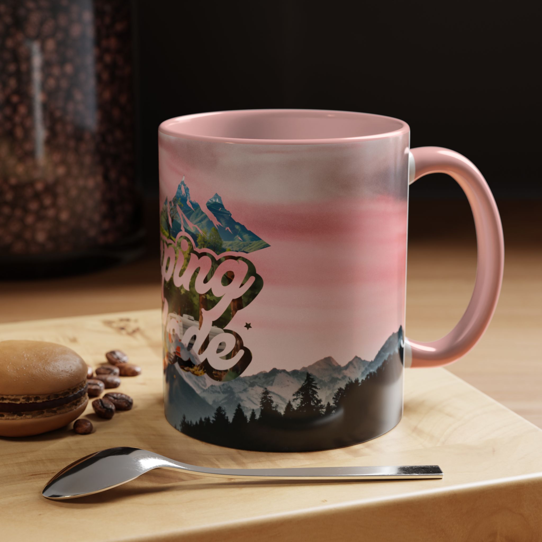 Camping Mode Coffee Mug — Pink Mountain Scenic Accent Mug (11/15oz) - Image 15