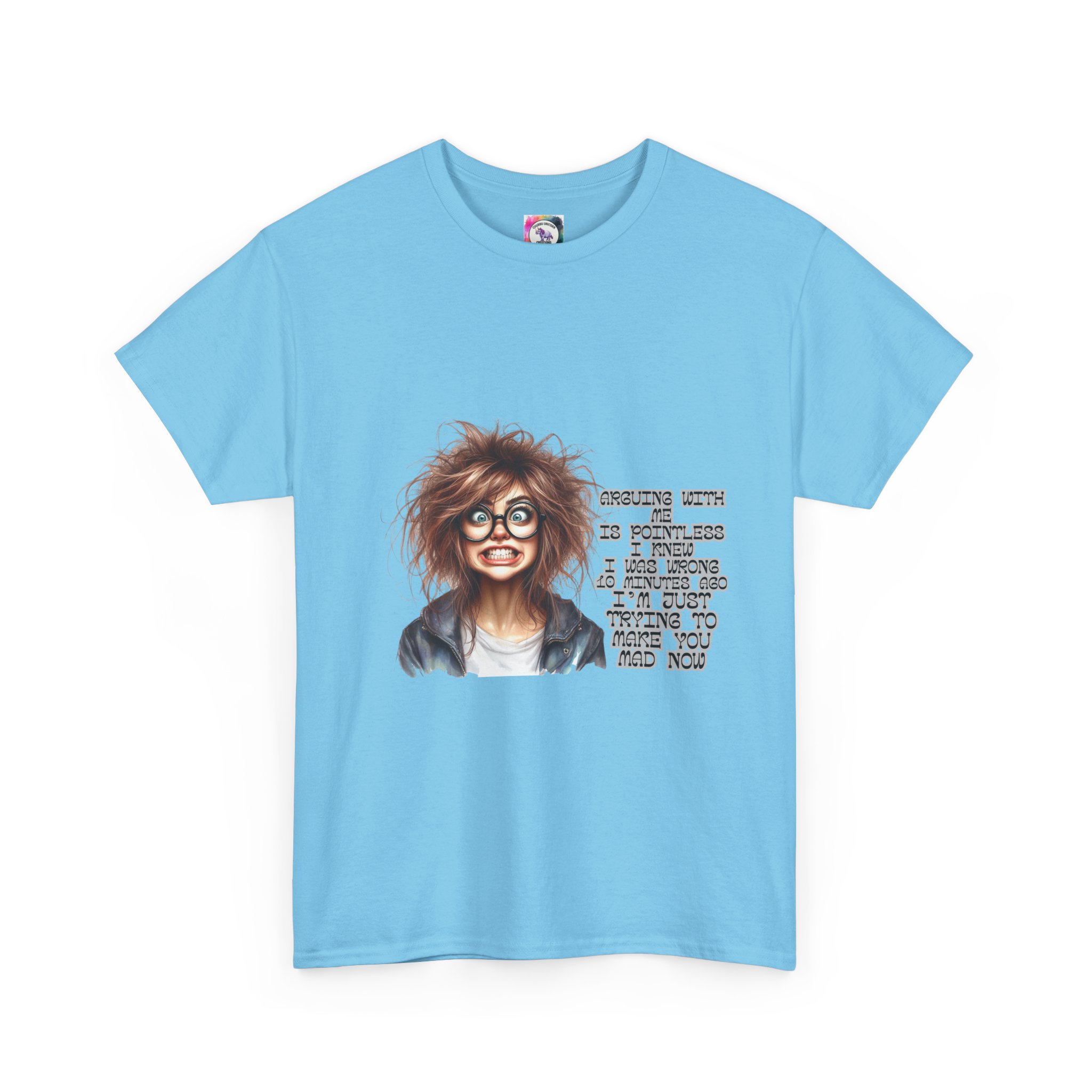 Crazy Hair Woman T‑Shirt — Funny Geeky Portrait with 'Funny' Quote - Image 31