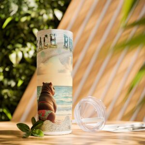 Beach Vibes Skinny Tumbler, 20oz, Fun Summer Drinkware, Cute Gift for Beach Lovers, Personalized Beach Accessory, Vacation Must-Have