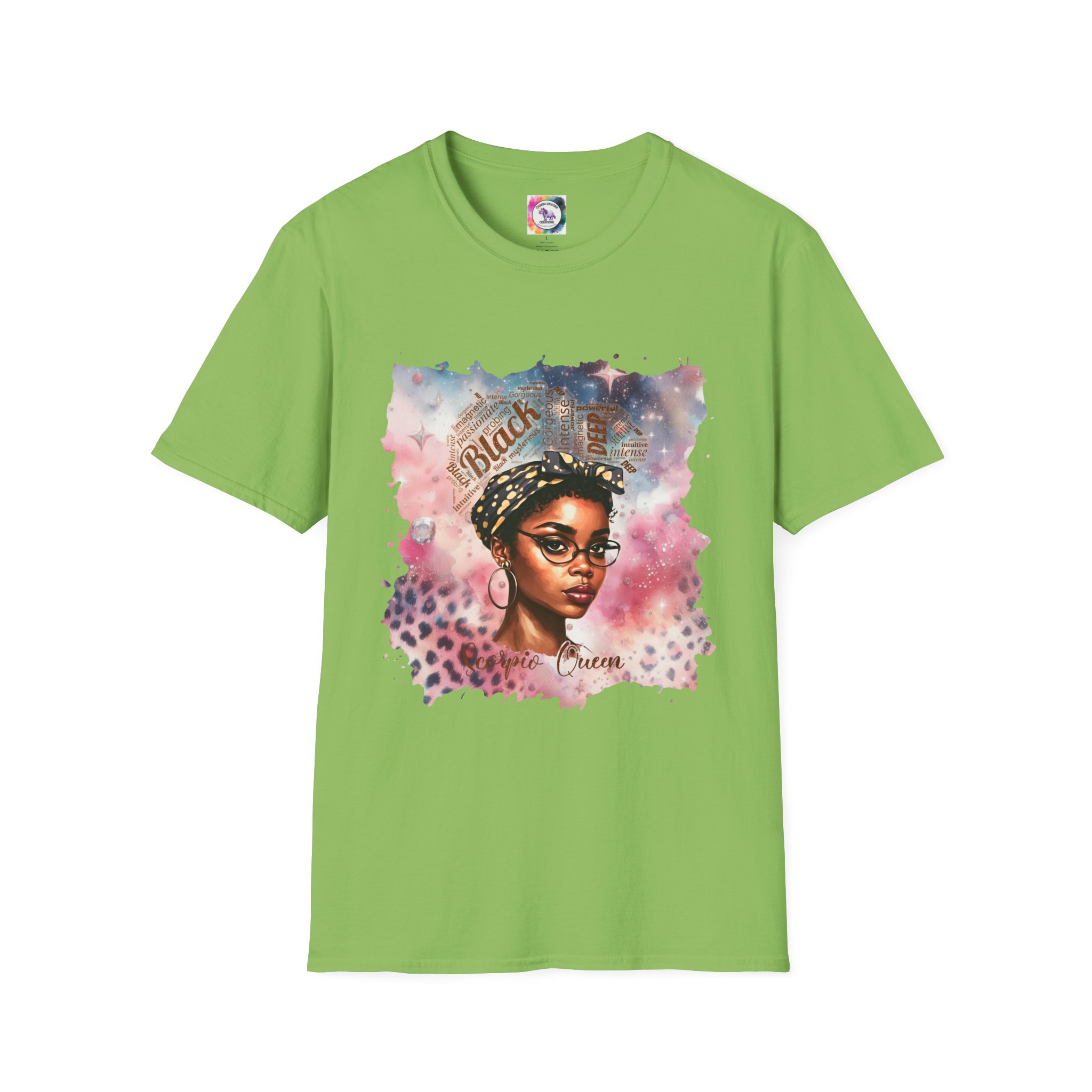 T-Shirt — 'Black Scorpio Queen' Afrocentric Watercolor Portrait Tee - Image 41