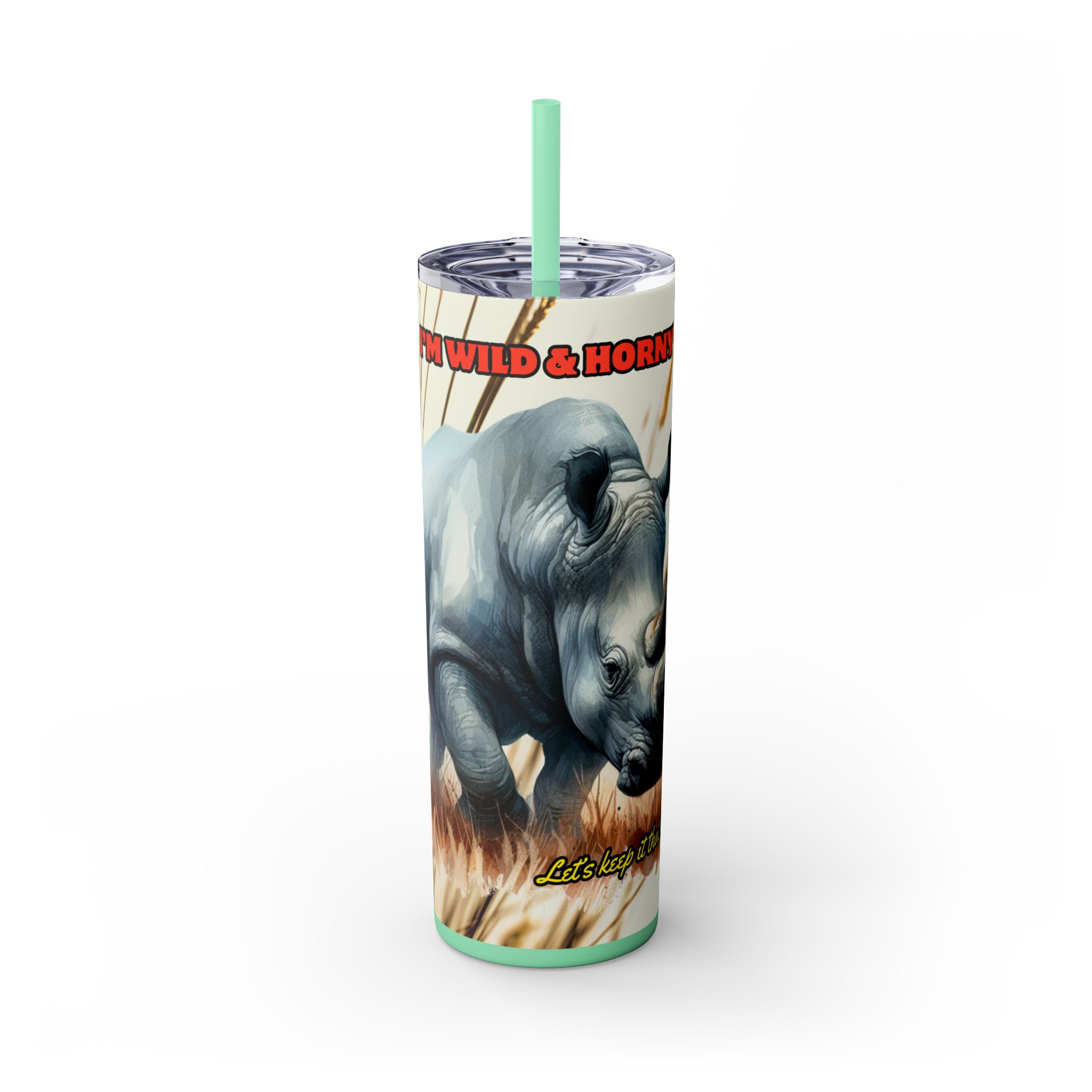 Wild & Free Rhino Tumbler, 20oz Skinny Travel Cup, Nature Lover Gift, Outdoor Adventure Drinkware, Cute Animal Cup, Wildlife Enthusiast Mug - Image 15