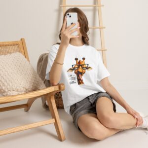 Giraffe with Glasses Coffee T-Shirt — "A yawn is a silent scream for Coffee" Cute Animal Graphic Tee