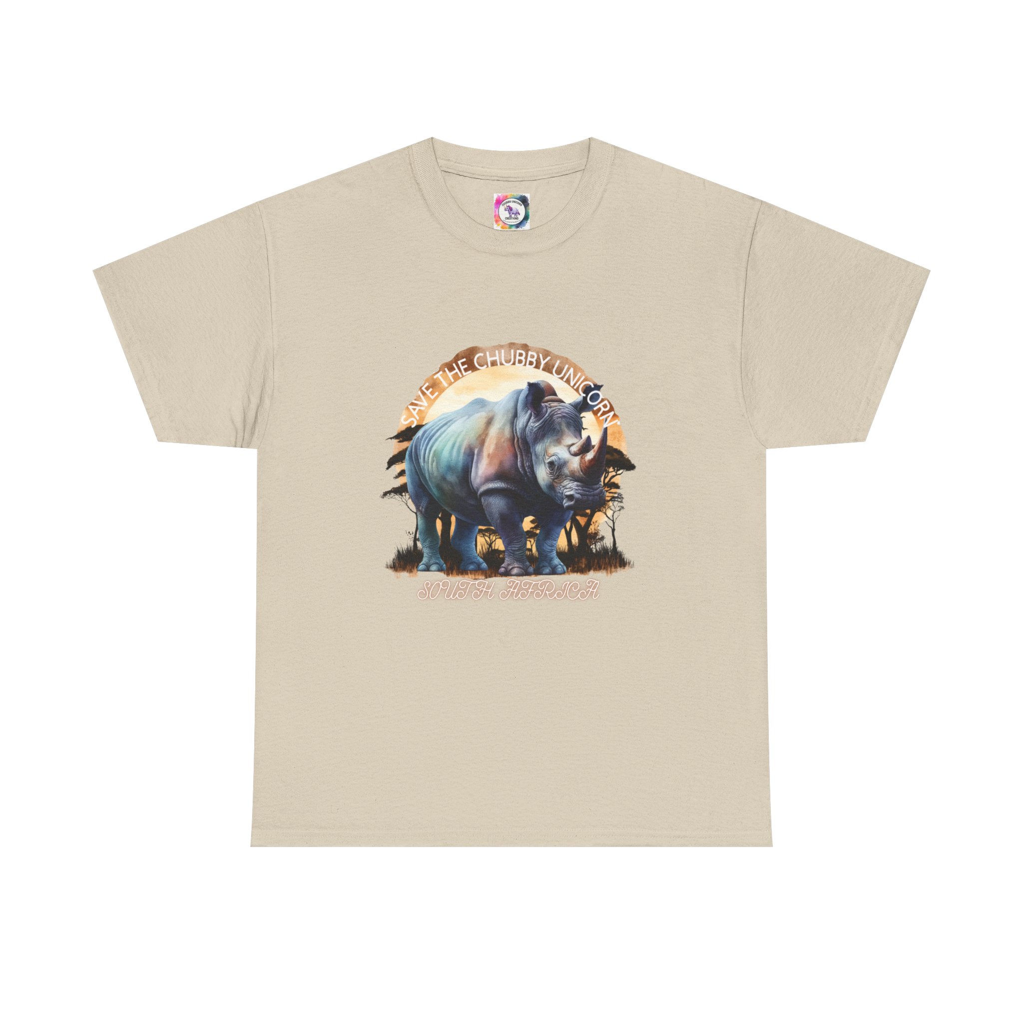 Vintage Rhino Graphic Tee | Comfortable Unisex Heavy Cotton Shirt | Animal Lover Gift | Eco-Friendly Fashion | Nature-Inspired Apparel - Image 2
