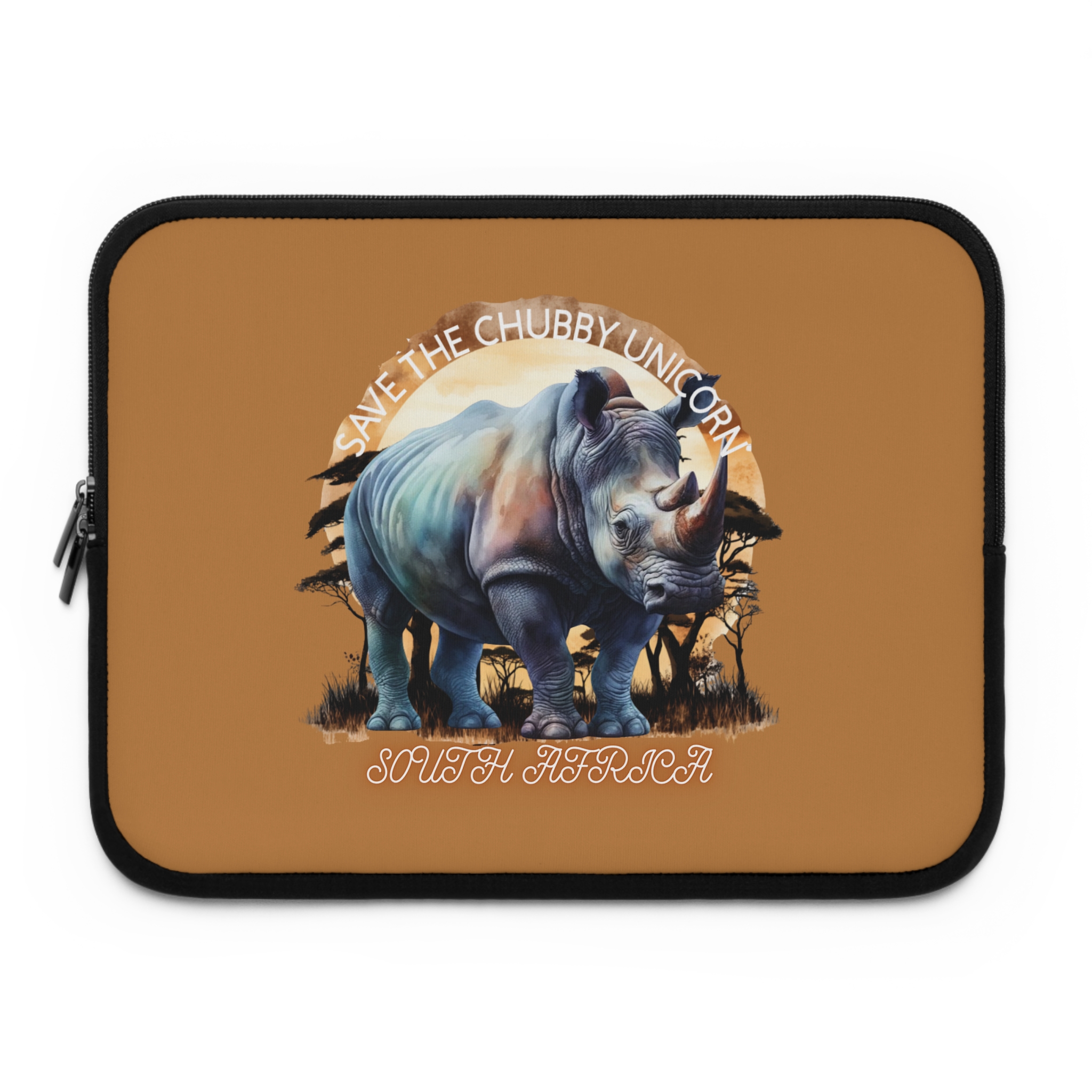 Rhino Laptop Sleeve - Eco-Friendly Laptop Case, Save the Chubby Unicorn, Wildlife Art, Gift for Animal Lovers - Image 6