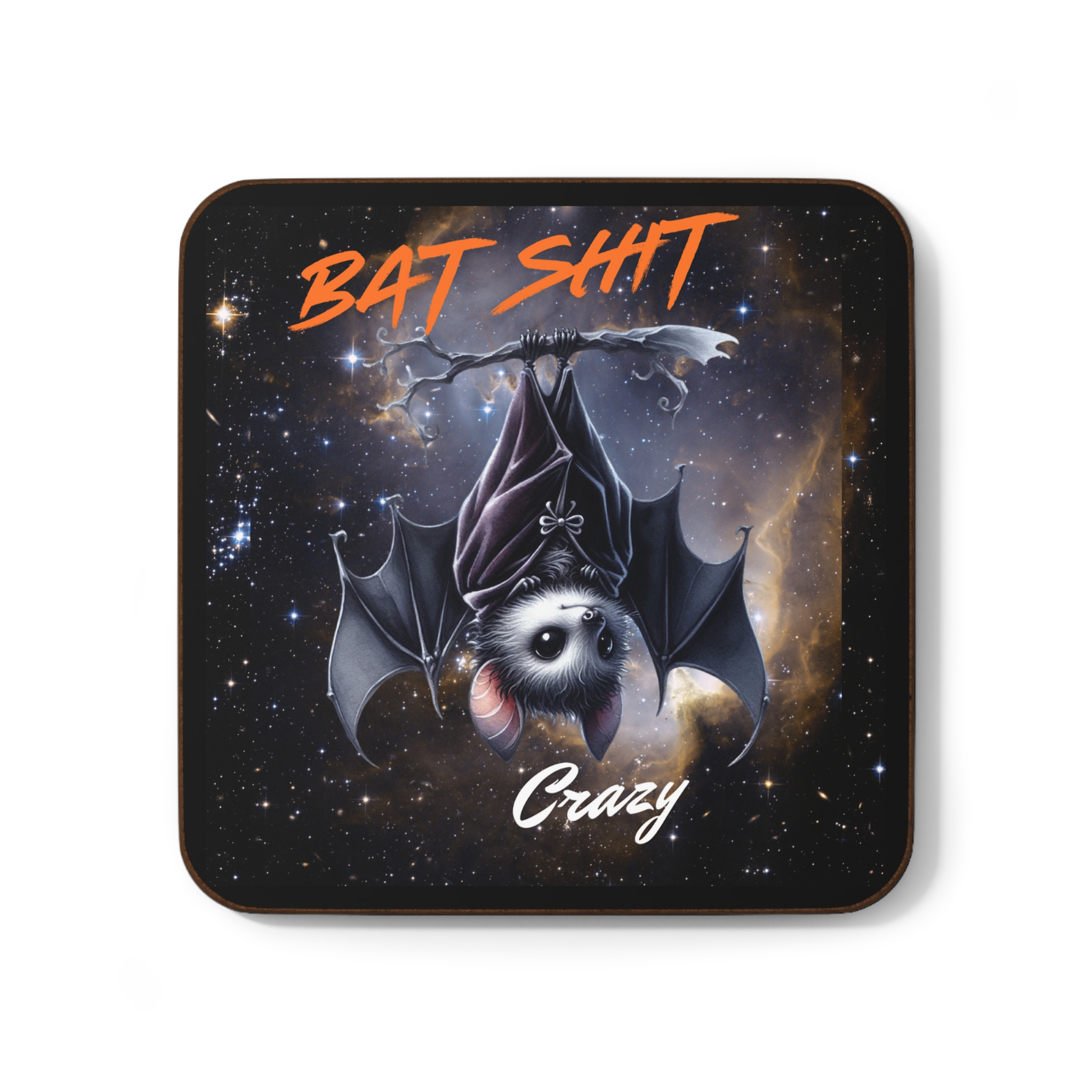 Bat Shit Crazy Coaster, Fun Coaster Set, Home Bar Decor, Halloween Decor, Gift for Bat Lover, Quirky Drinkware