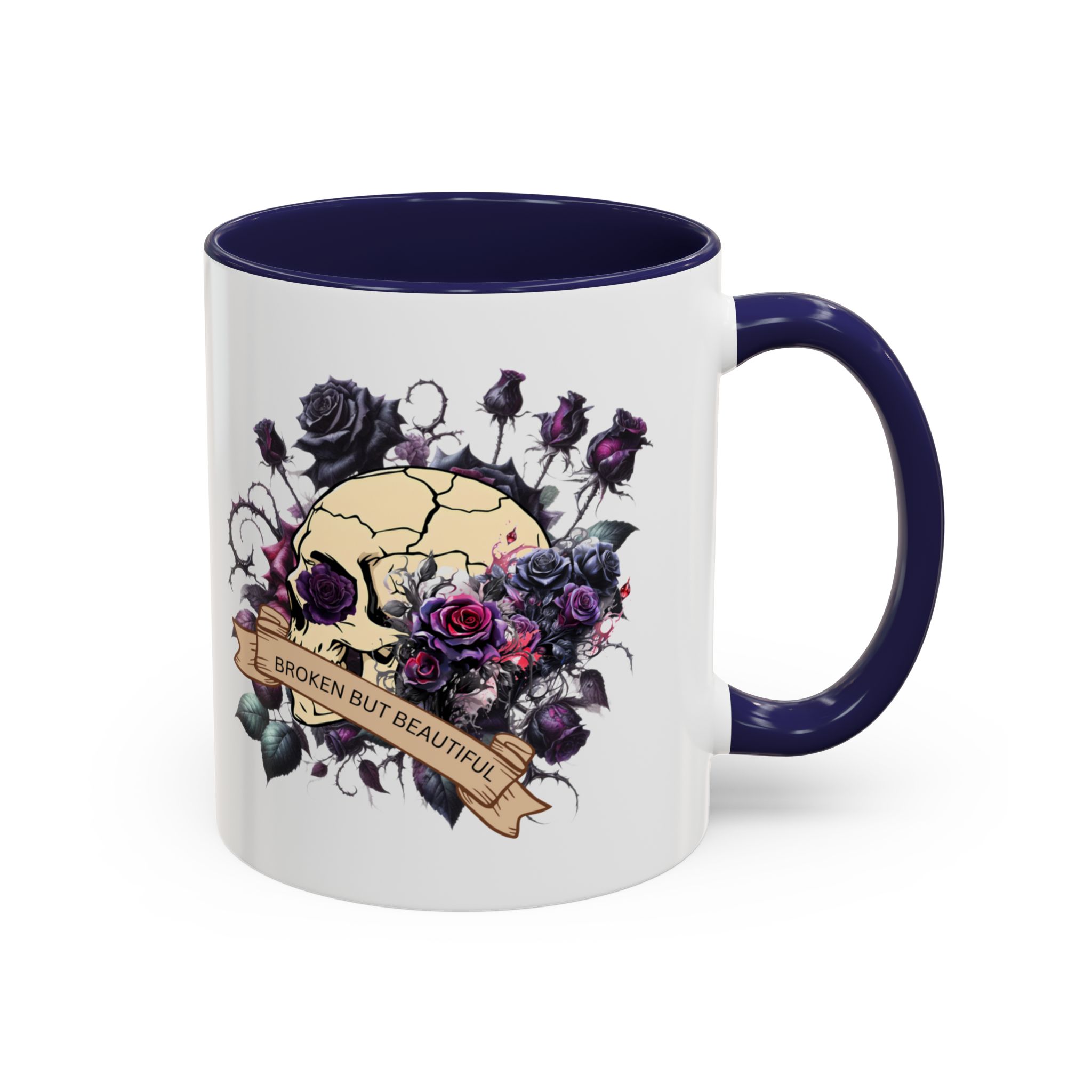 Broken But Beautiful Floral Coffee Mug - Gothic Gift for Tea Lovers, Unique Home Decor, Floral Skull Design, Ceramic Tea Cup, Gothic Mug - Image 6