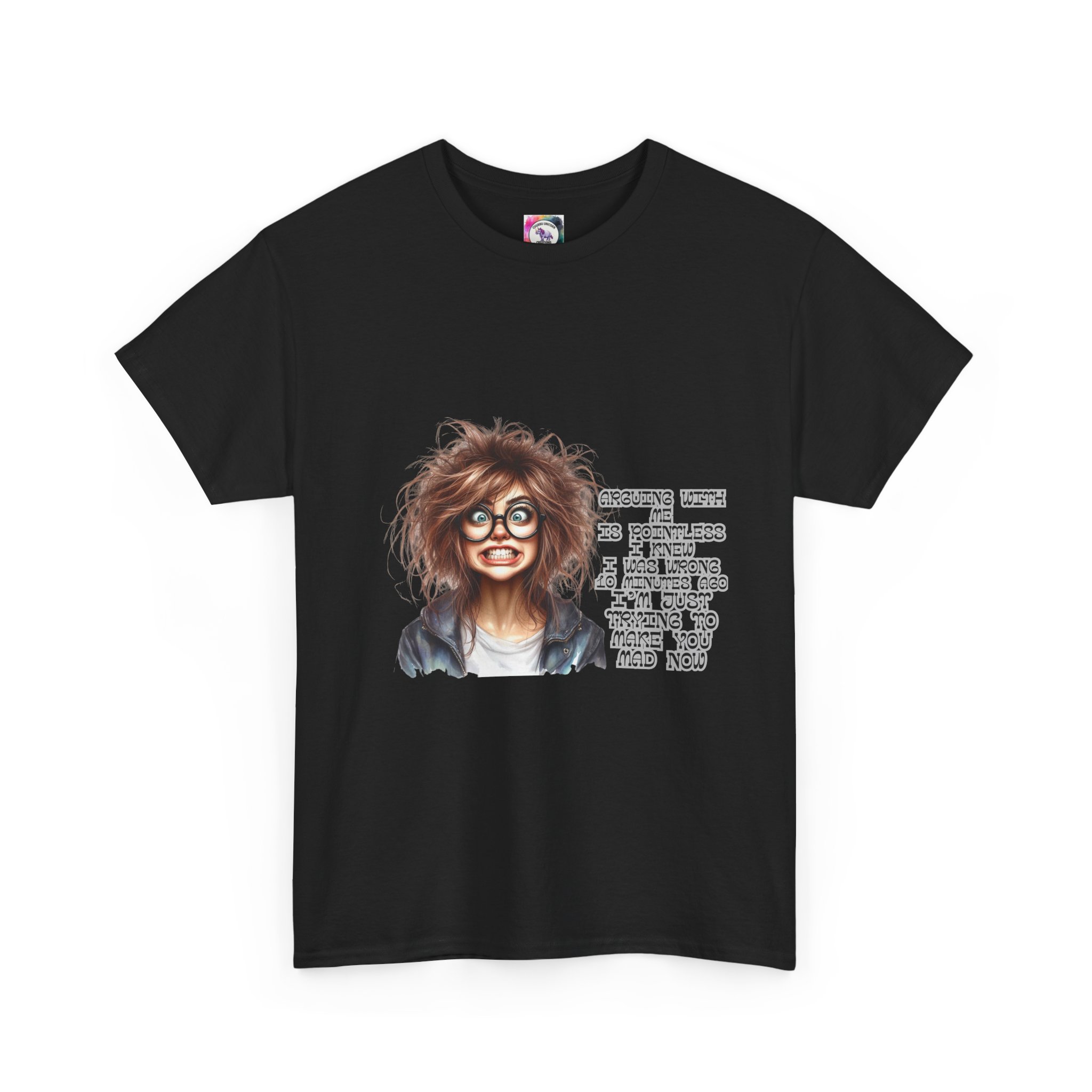 Crazy Hair Woman T‑Shirt — Funny Geeky Portrait with 'Funny' Quote - Image 11