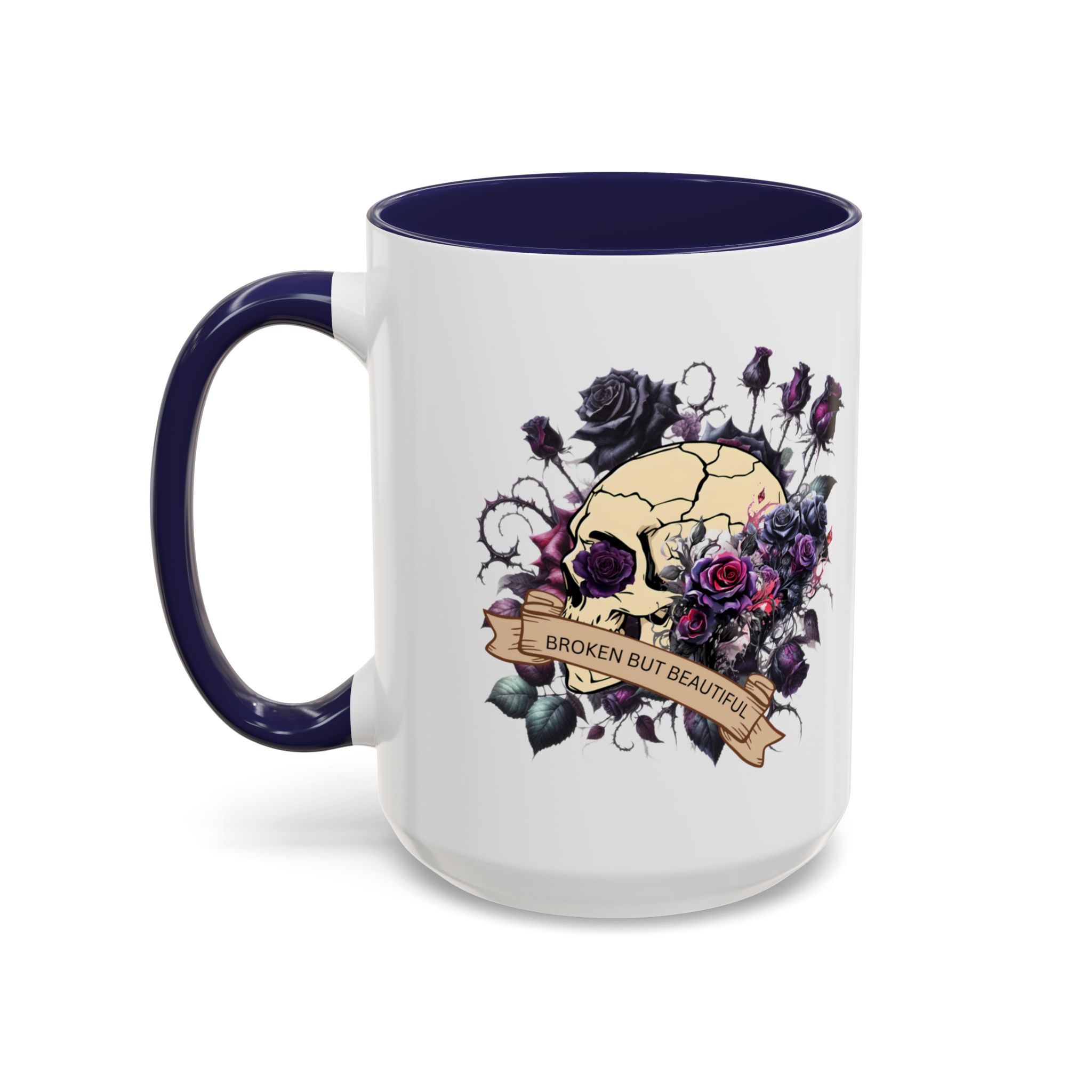 Broken But Beautiful Floral Coffee Mug - Gothic Gift for Tea Lovers, Unique Home Decor, Floral Skull Design, Ceramic Tea Cup, Gothic Mug - Image 23